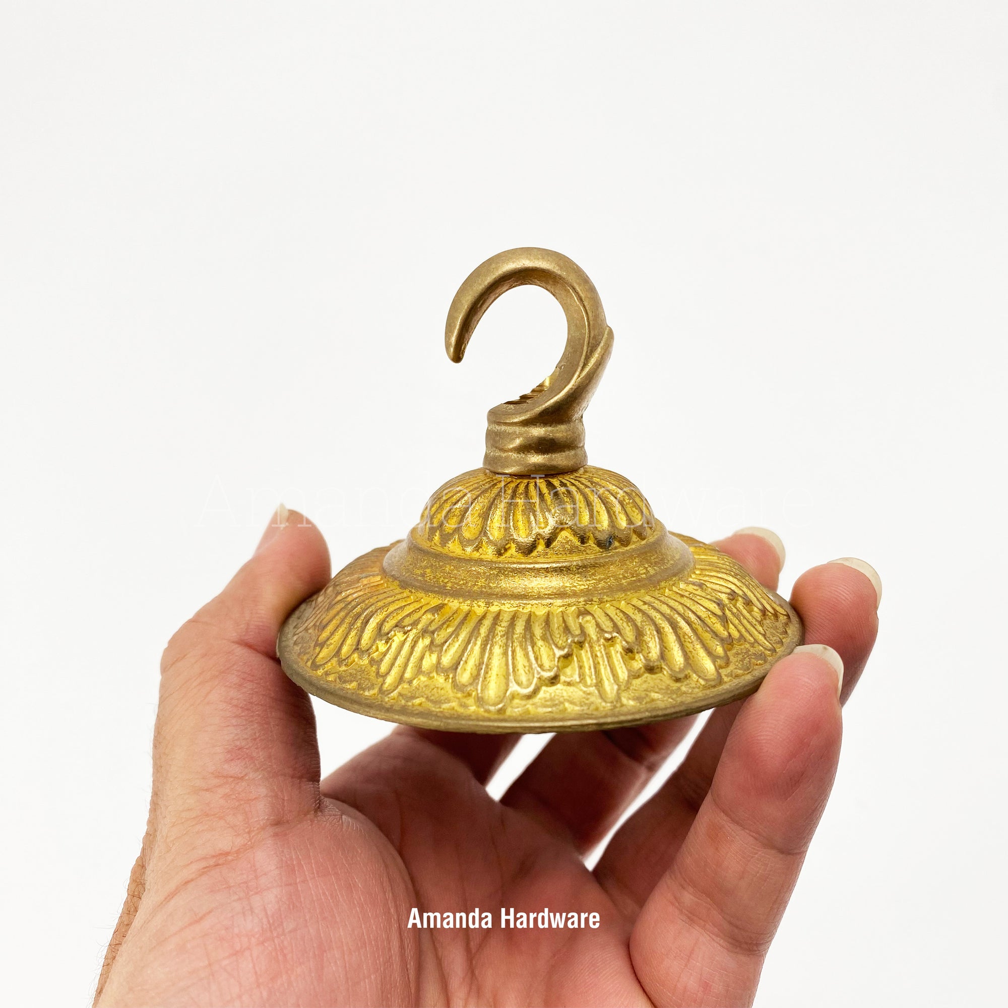 Brass Flower Cap Hook - 3.15in