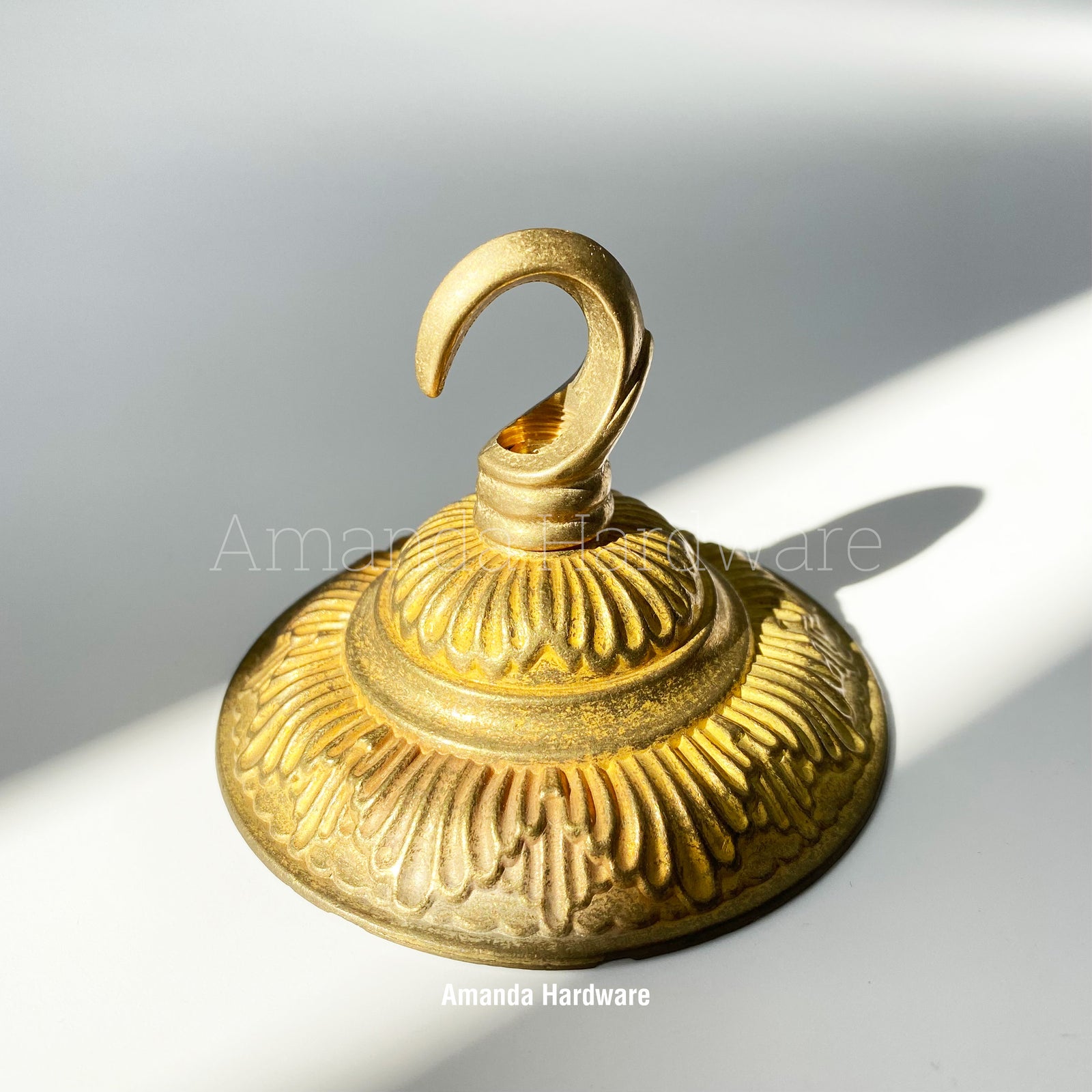Brass Flower Cap Hook - 3.15in