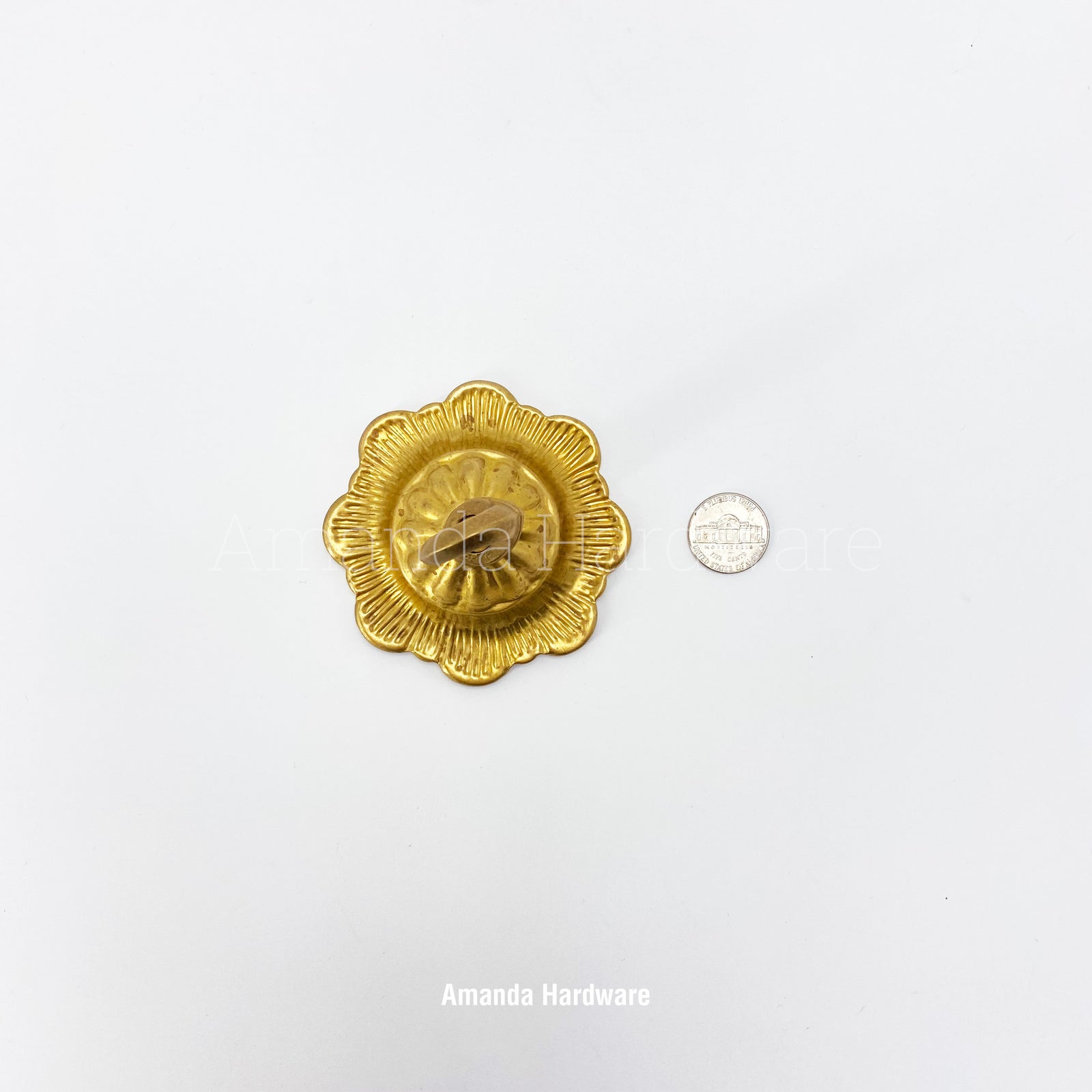 Brass Floral Dome Hook - 3.15in