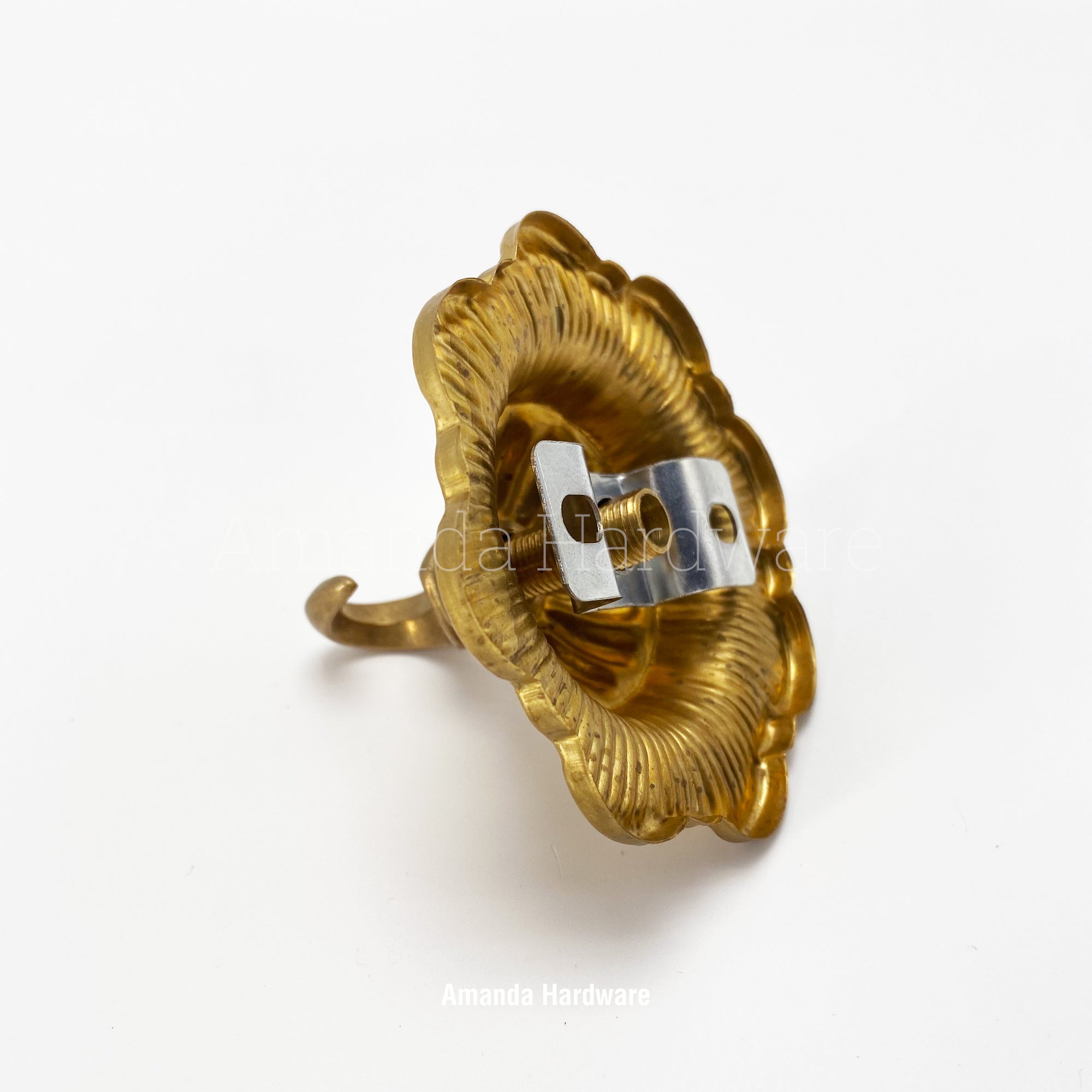 Brass Floral Dome Hook - 3.15in