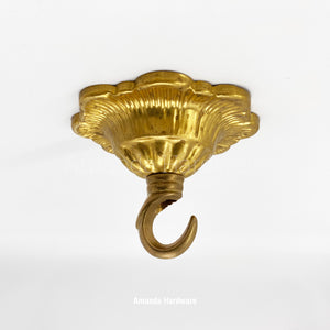 Brass Floral Dome Hook - 3.15in