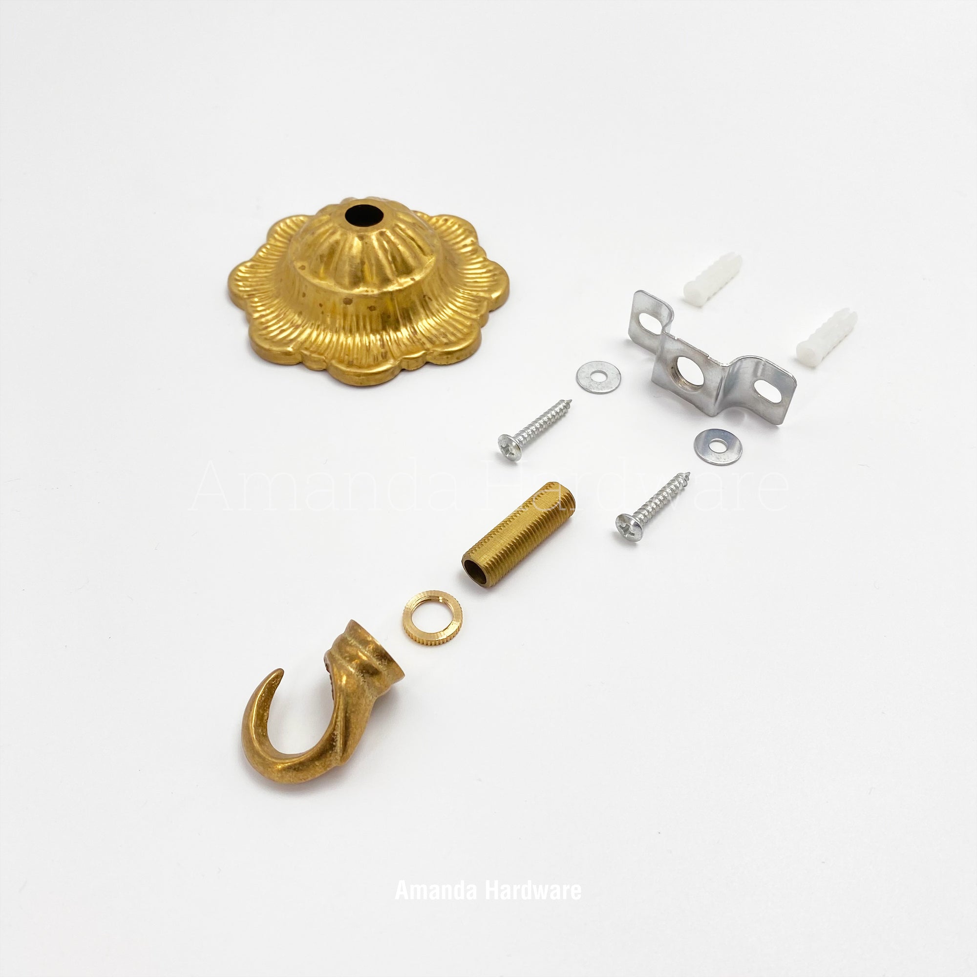 Brass Floral Dome Hook - 3.15in