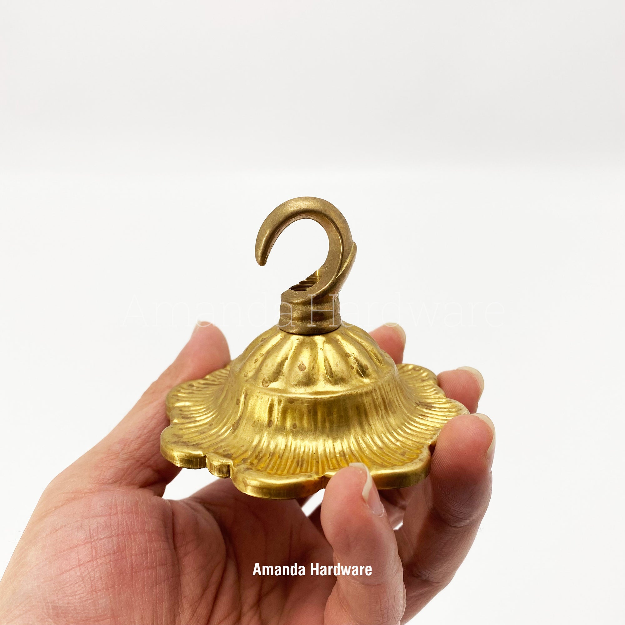 Brass Floral Dome Hook - 3.15in
