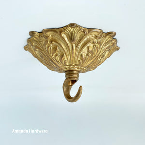 Floral Dome Brass Hook - 4in