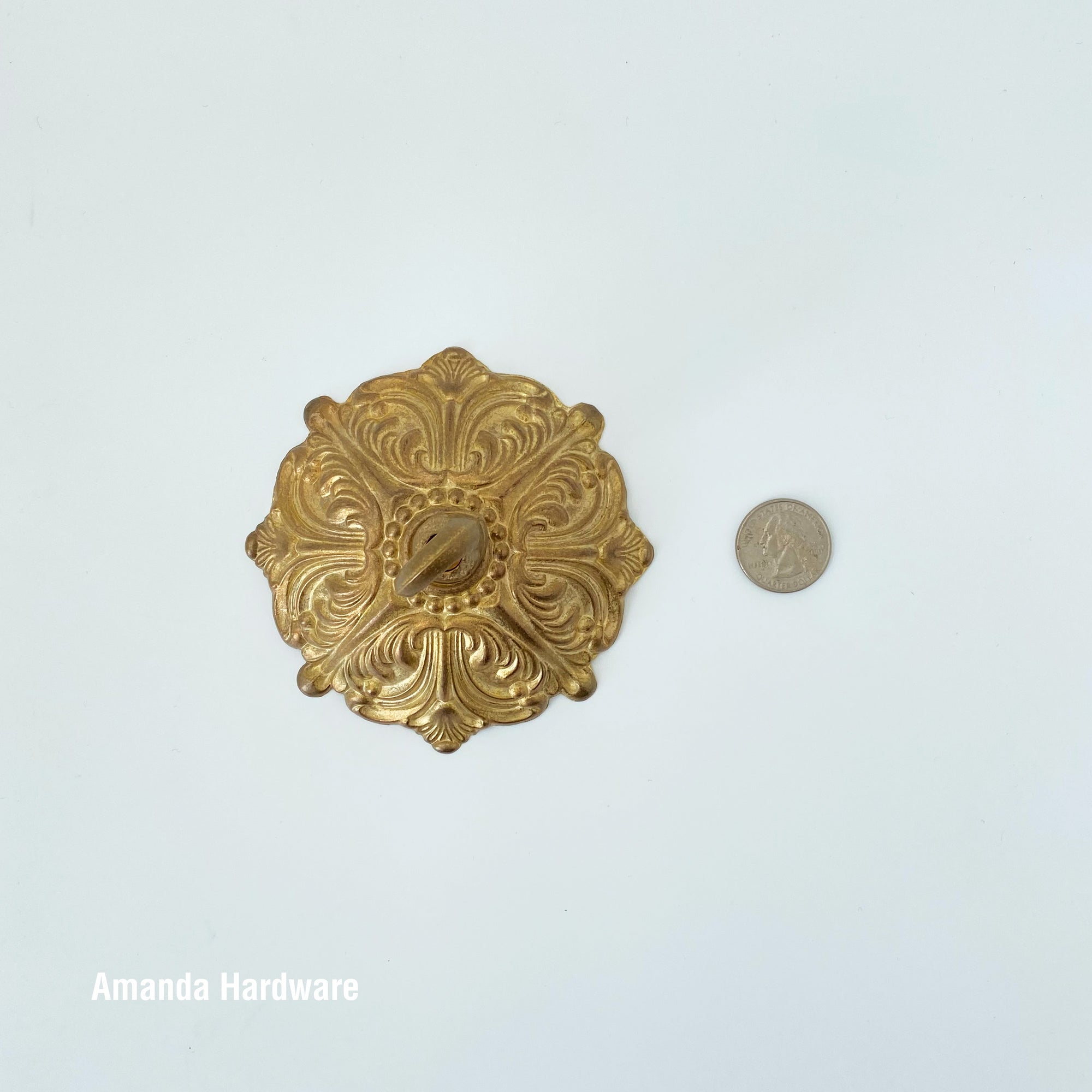 Floral Dome Brass Hook - 4in