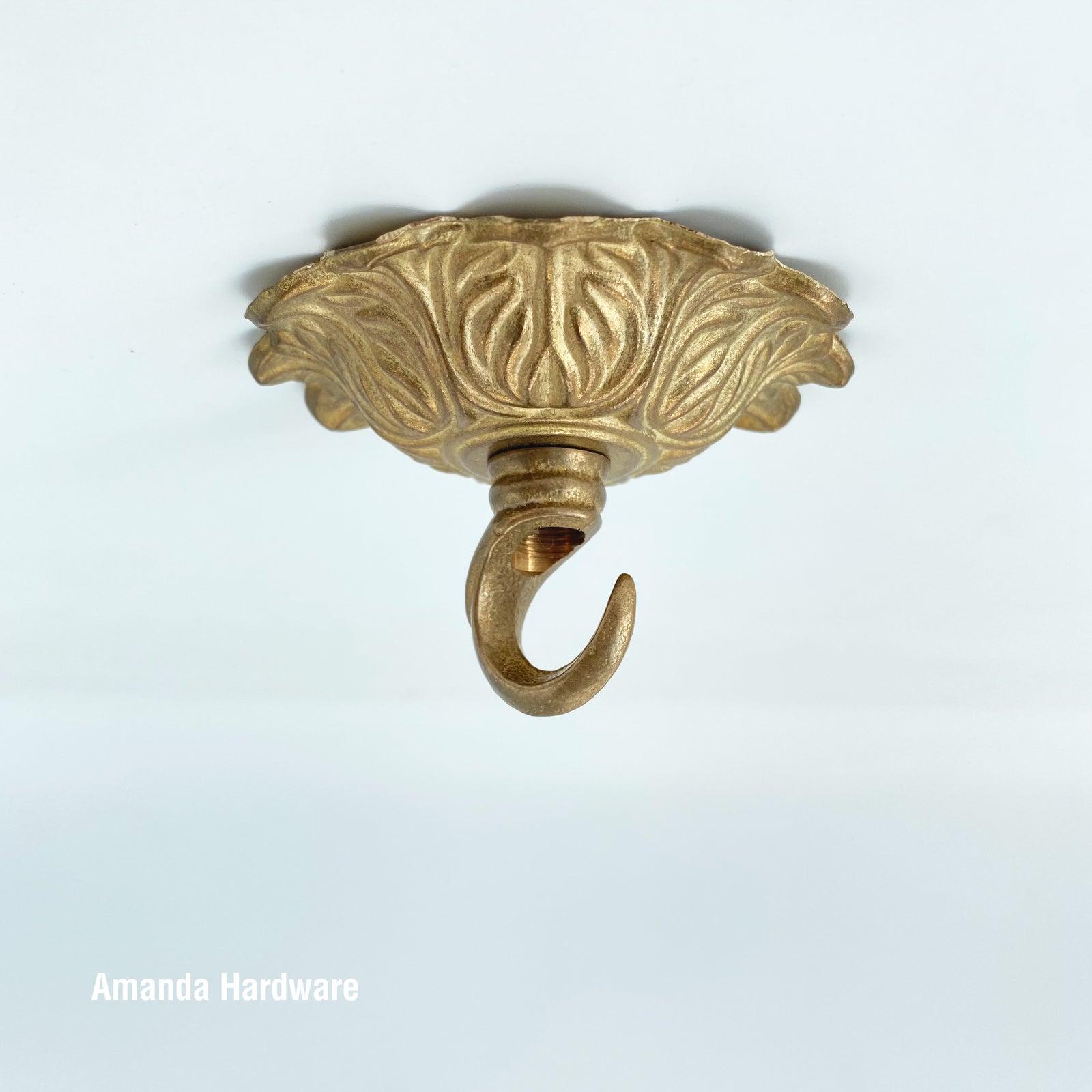 Brass Floral Dome Hook - 3in