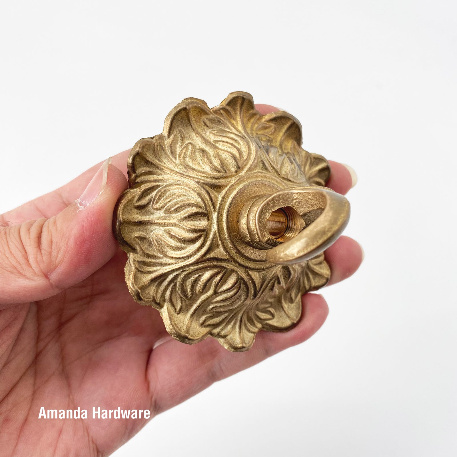 Brass Floral Dome Hook - 3in