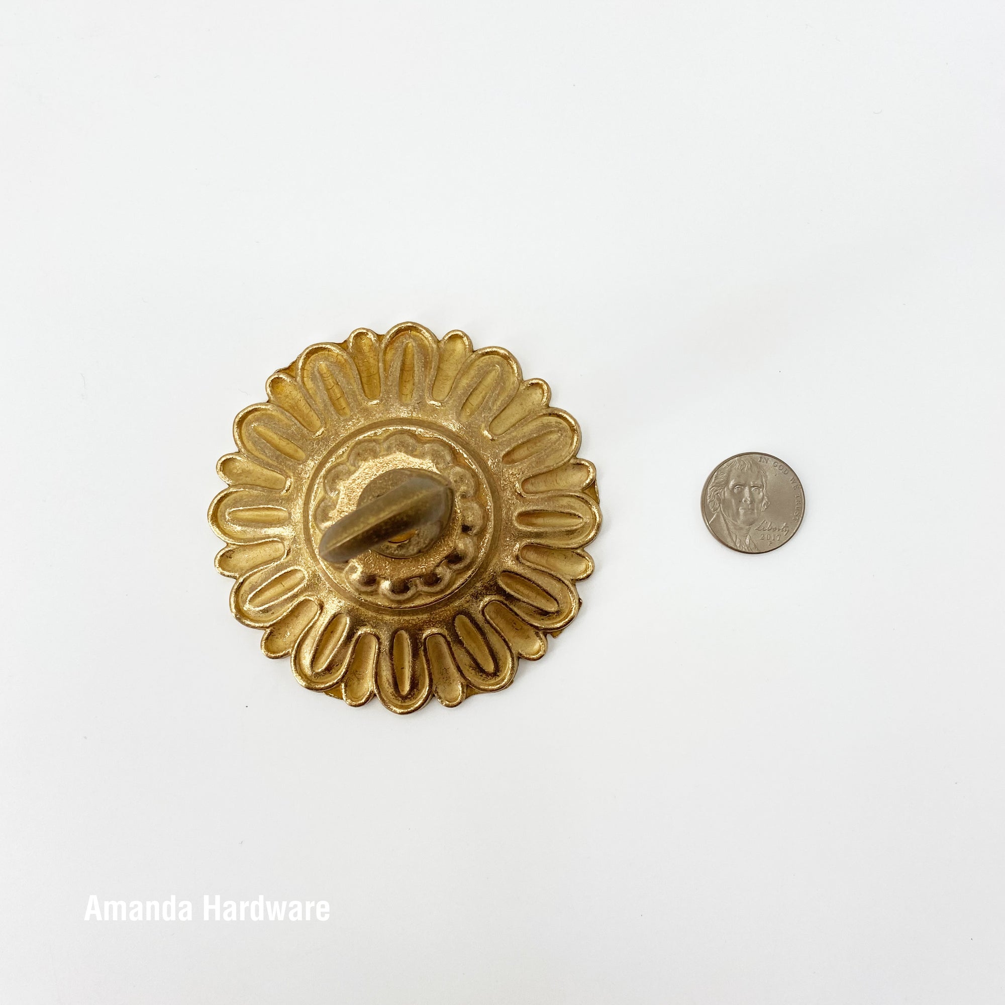 Brass Flower Hook - 3.2in