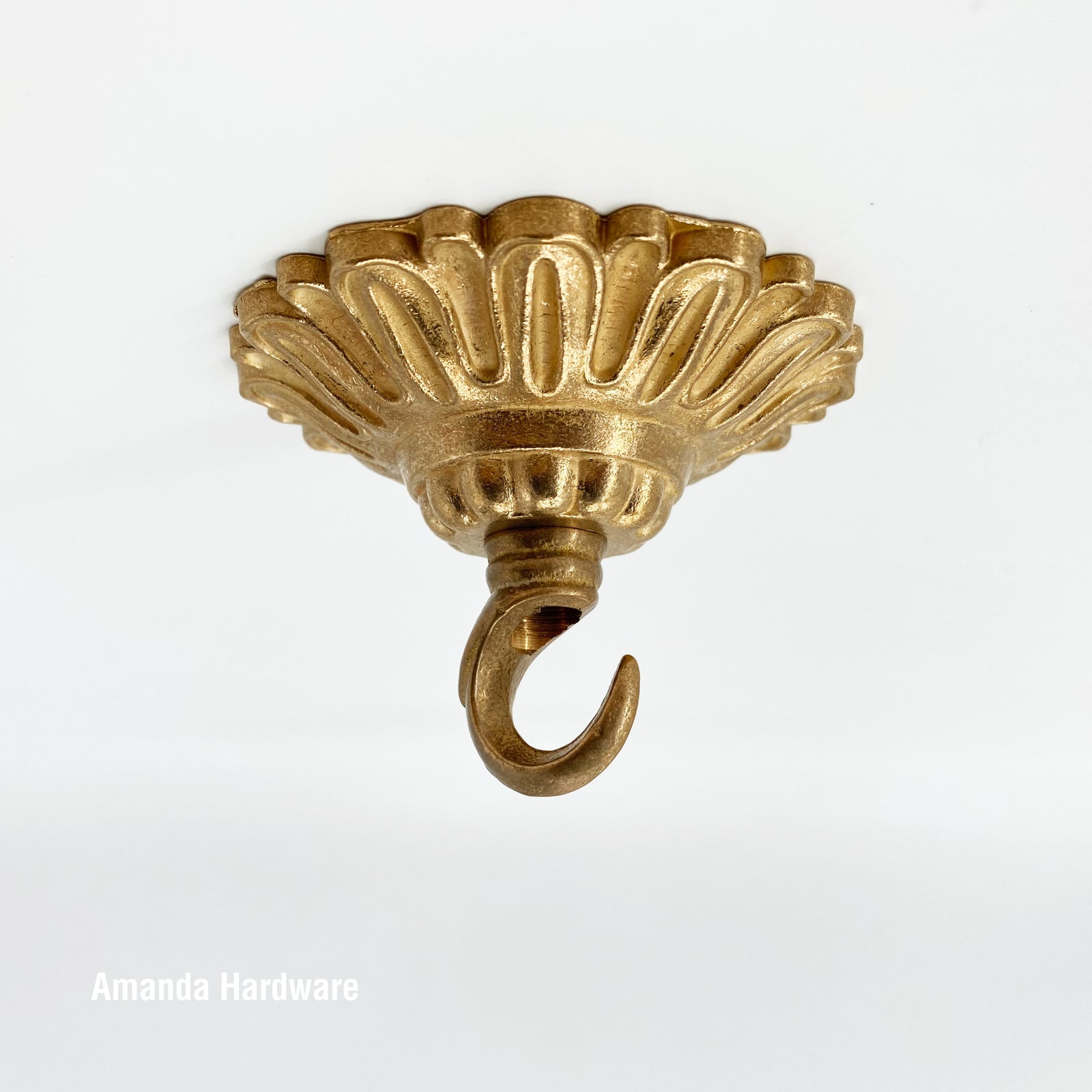 Brass Flower Hook - 3.2in