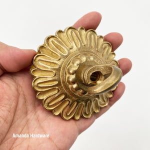 Brass Flower Hook - 3.2in