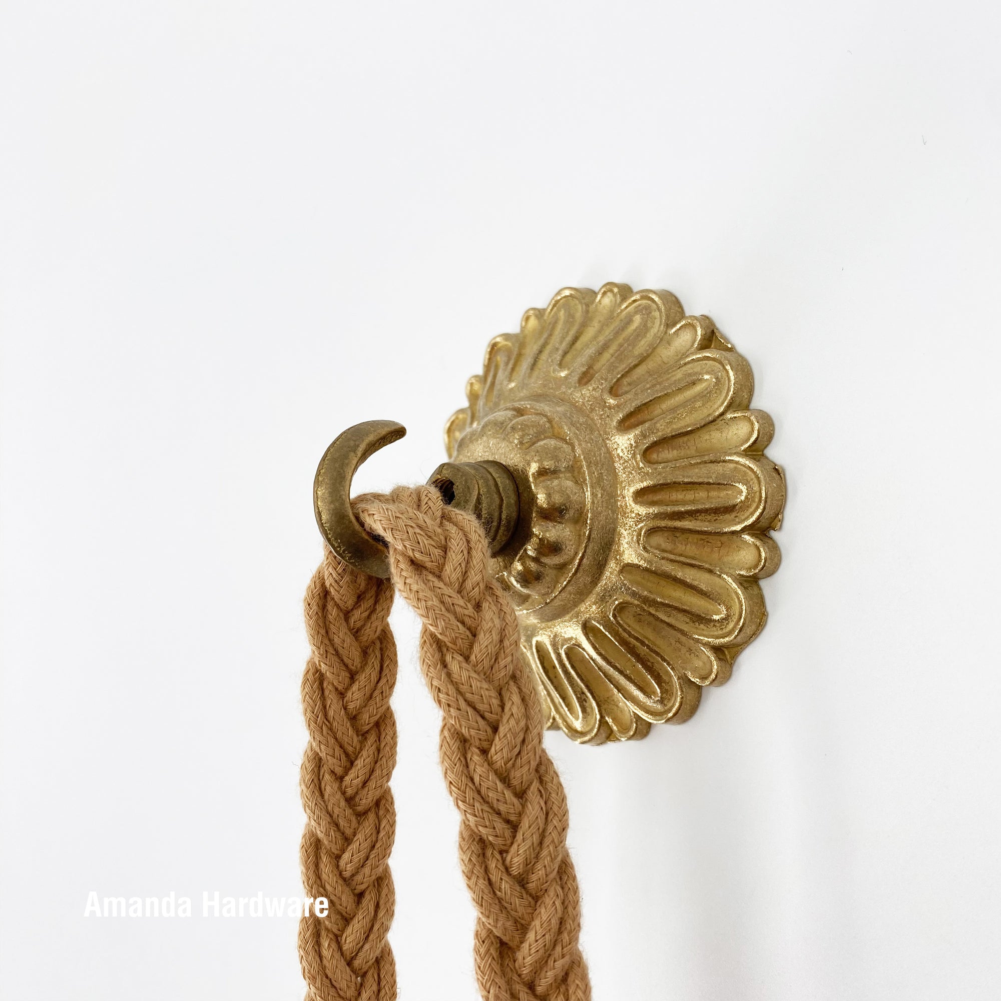 Brass Flower Hook - 3.2in