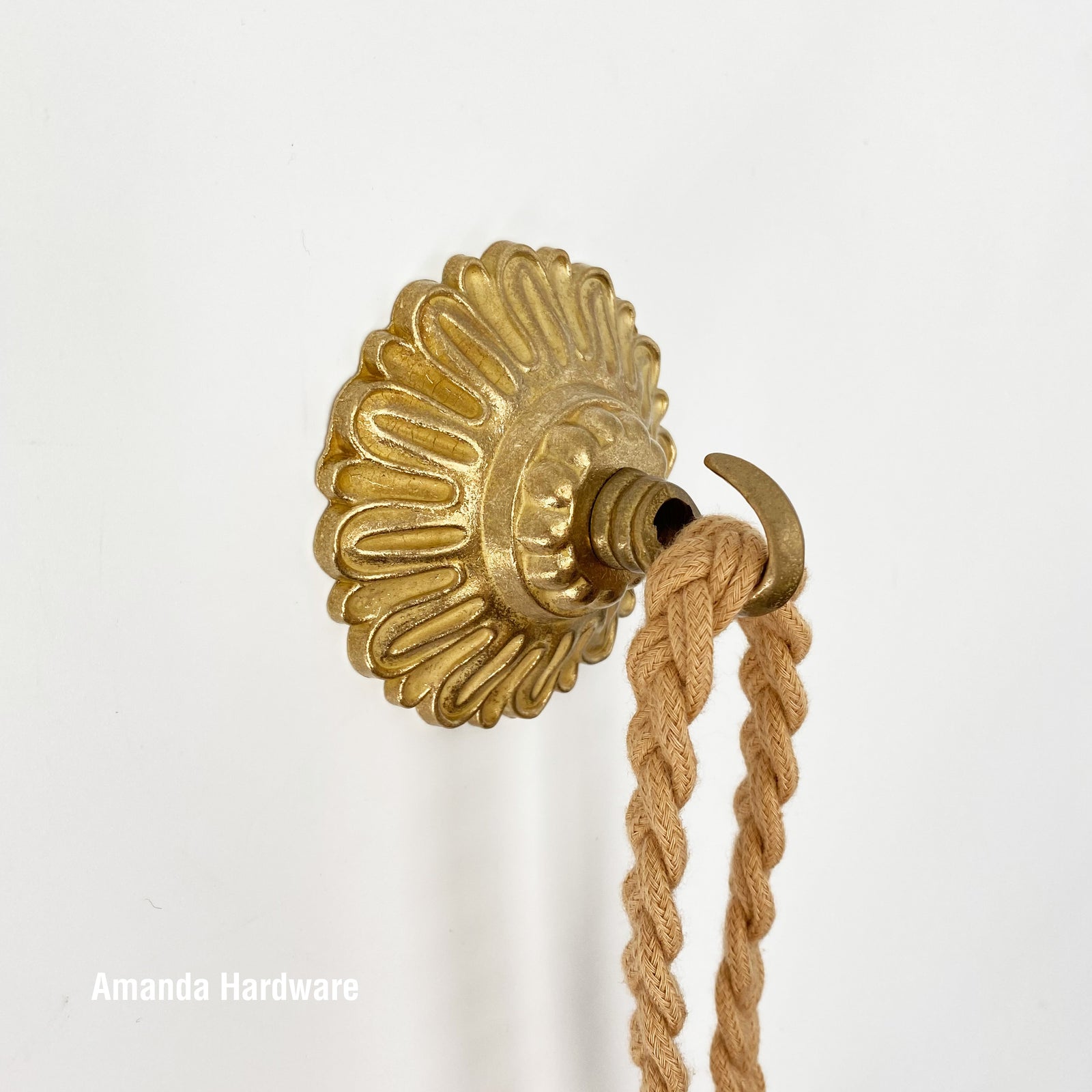 Brass Flower Hook - 3.2in