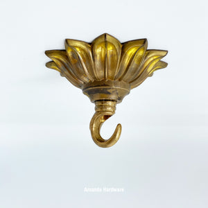 Flower Petal Brass Hook - 3.5in