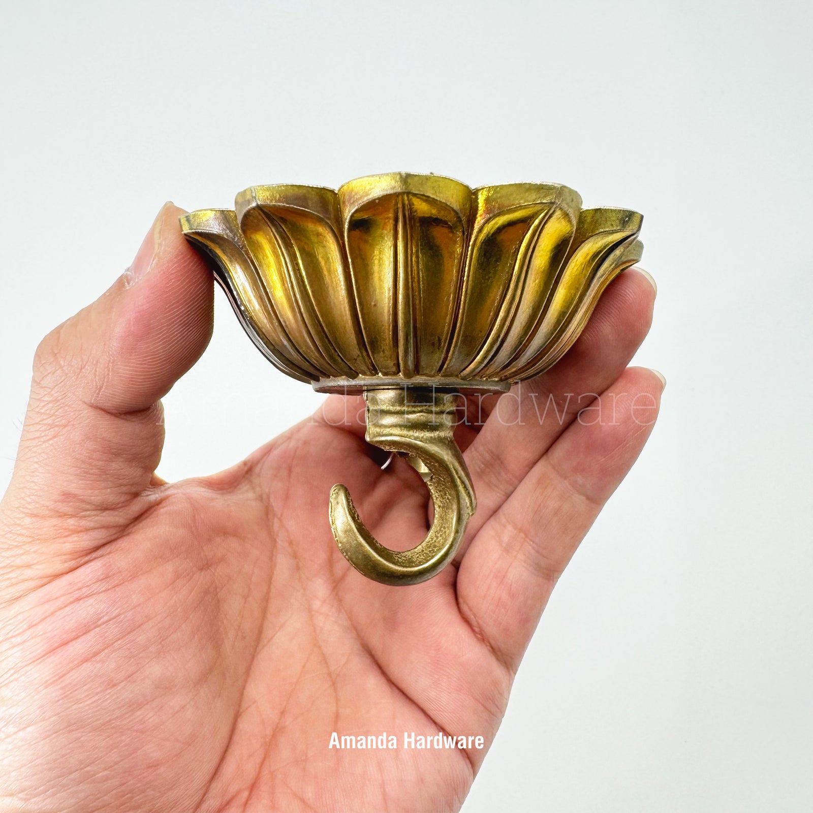 Brass Flower Petal Hook - 3.15in