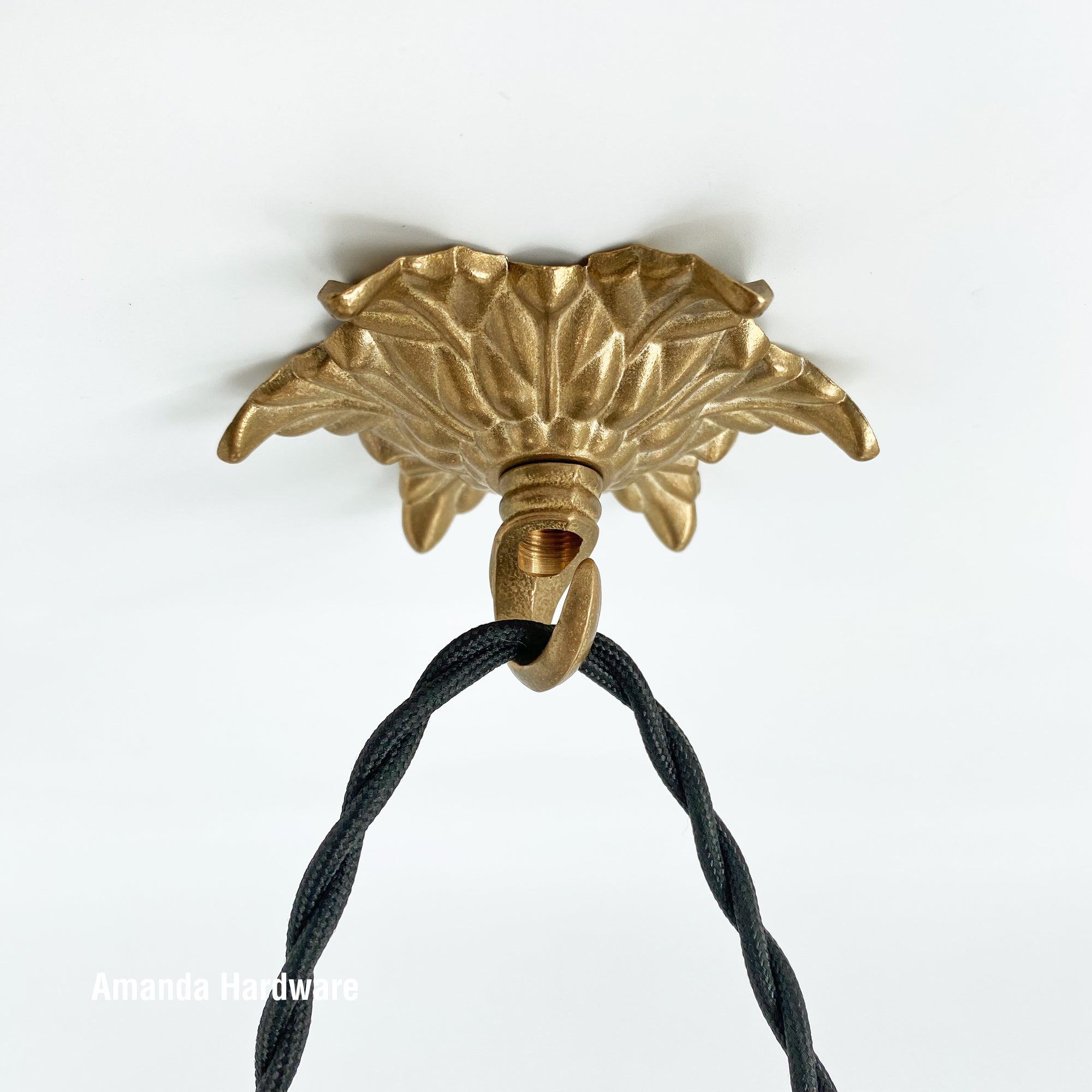 Brass Flower Hook - 3.95in