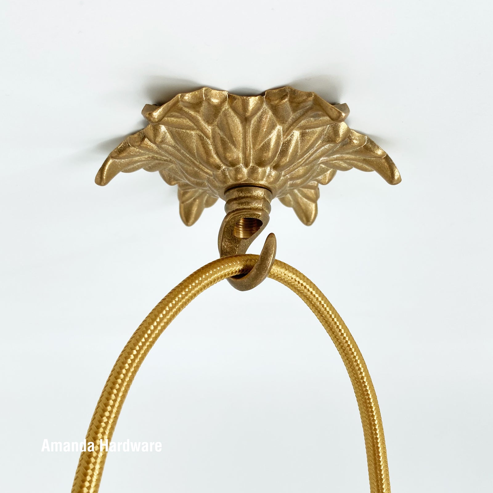 Brass Flower Hook - 3.95in