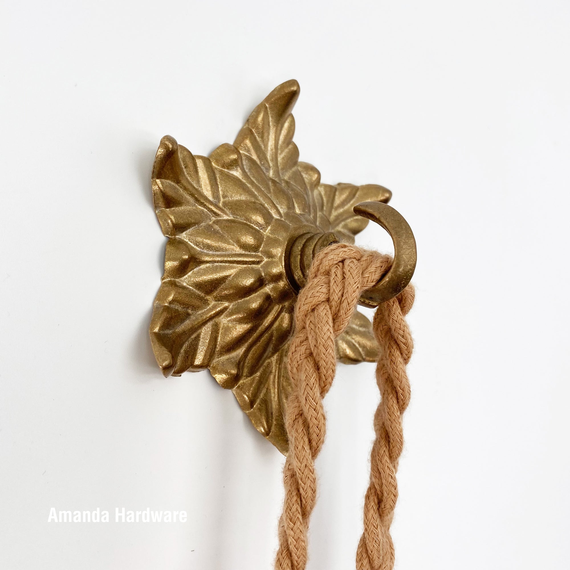 Brass Flower Hook - 3.95in