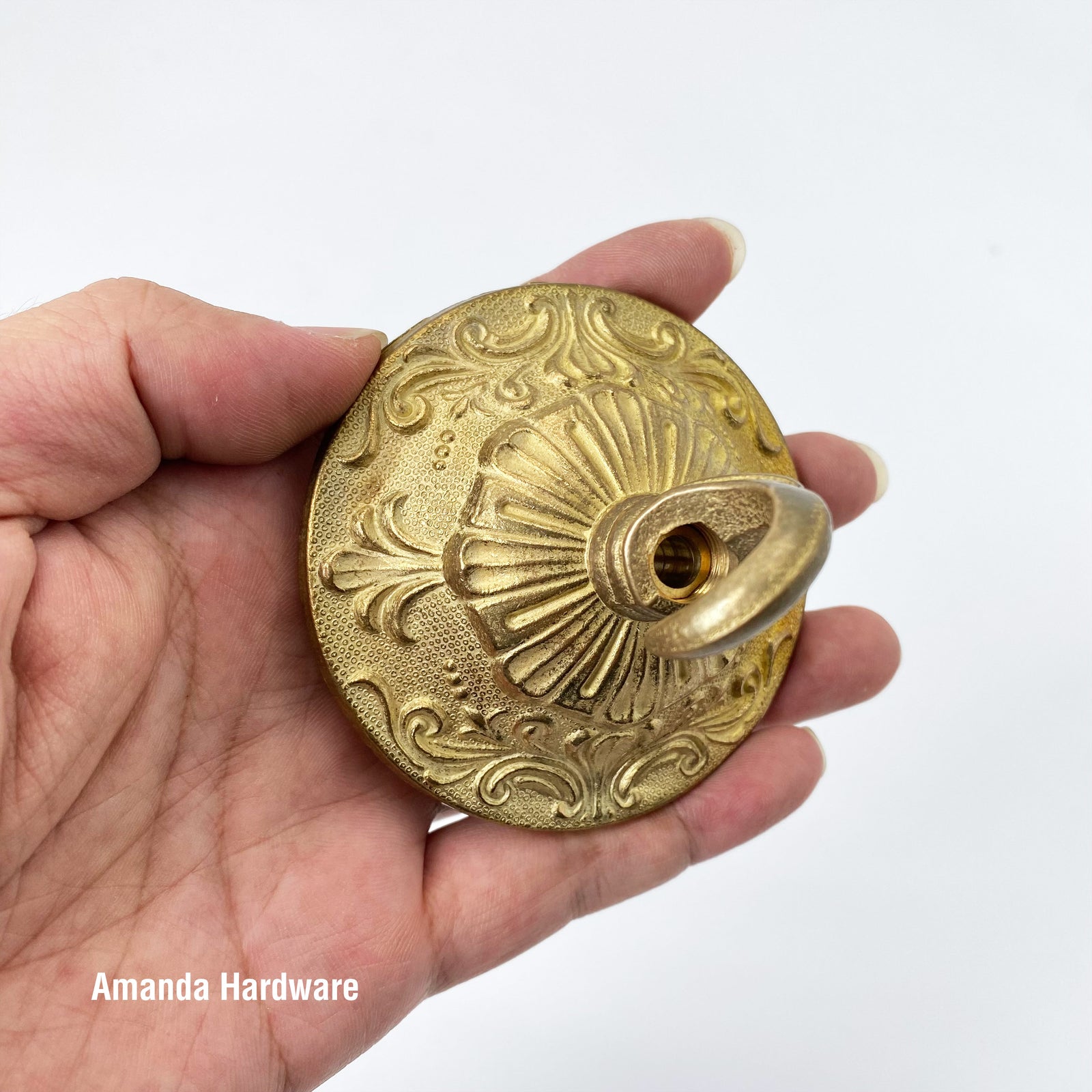 Brass Floral Dome Hook - 3in