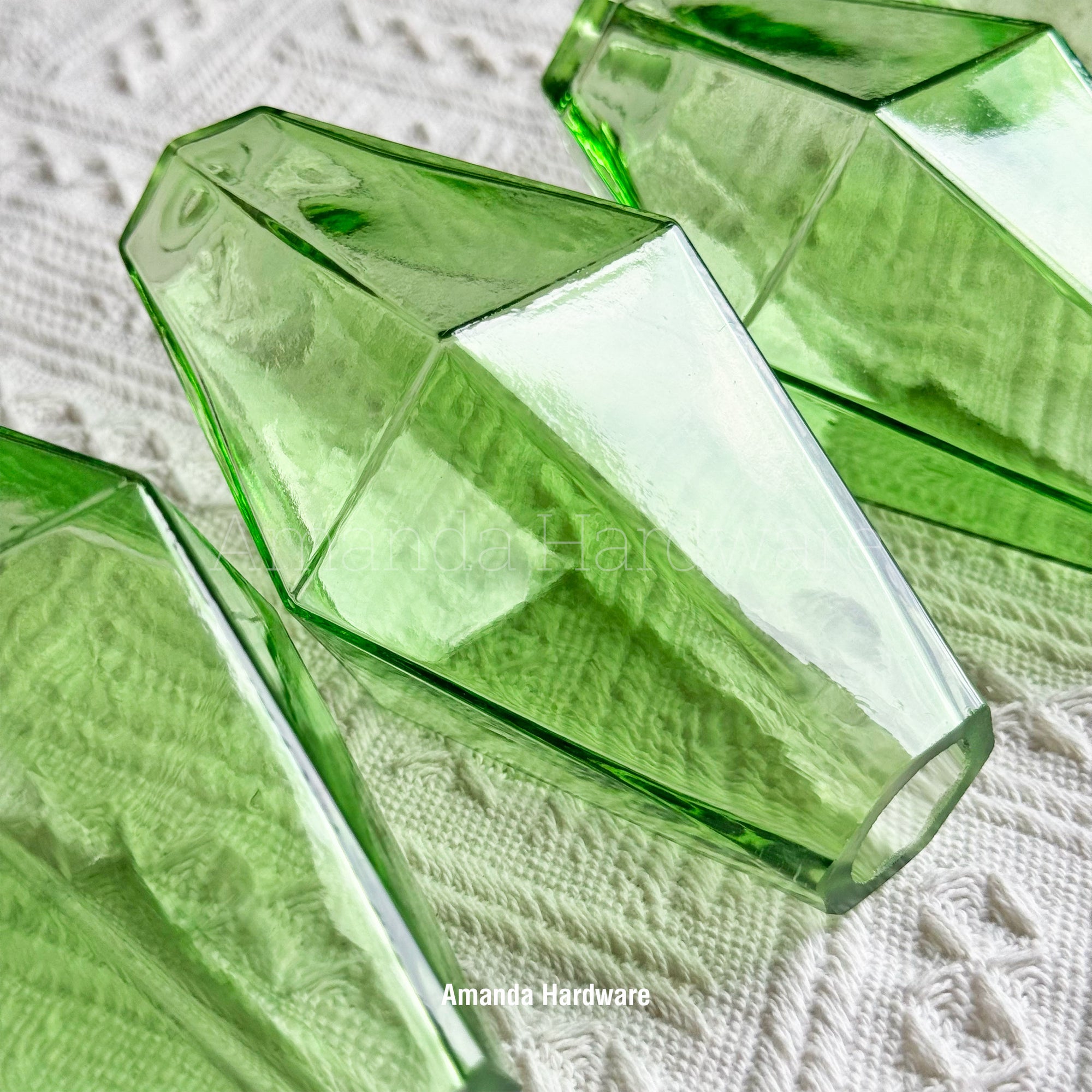 Green Polyhedra Glass Droplet