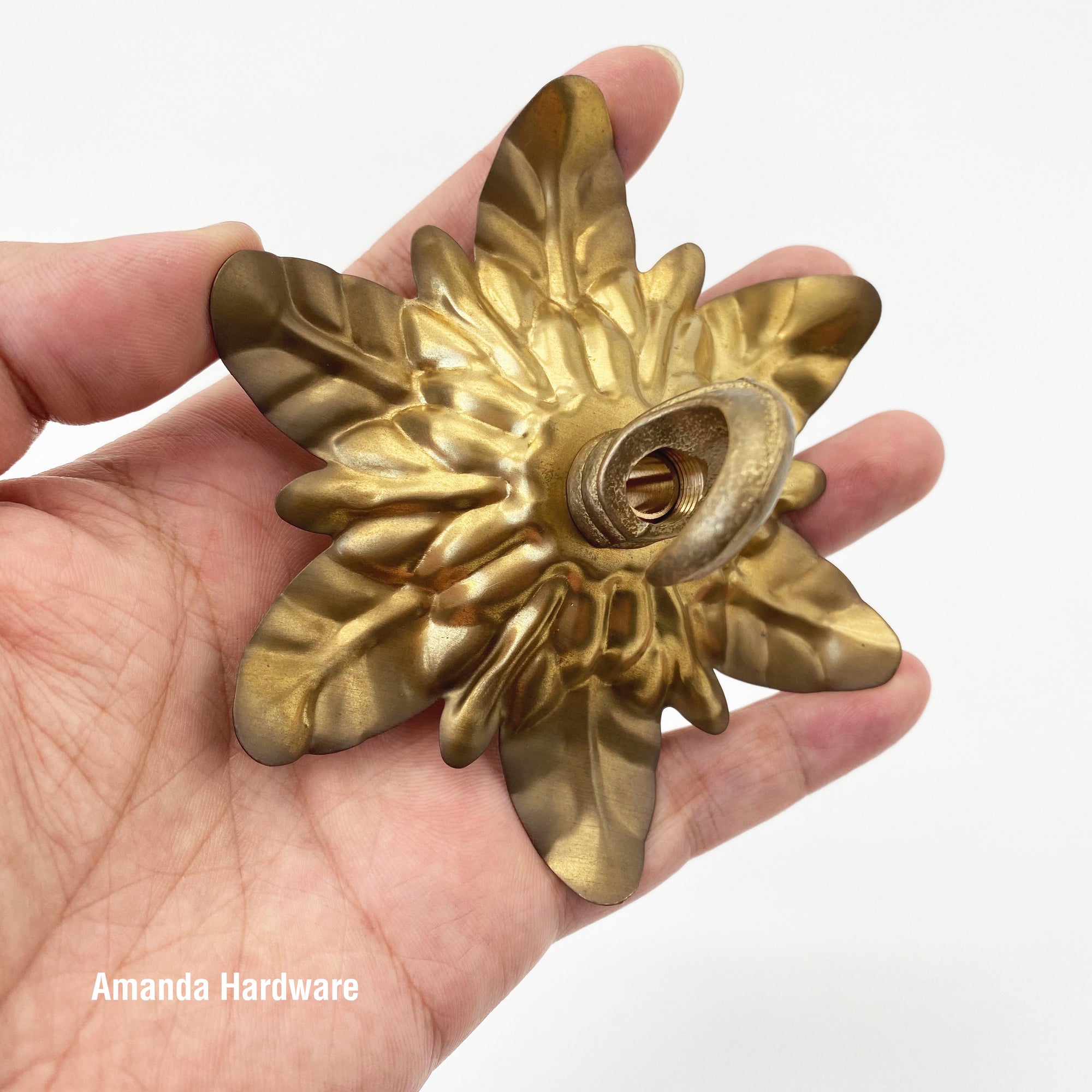 Curving Leaves Brass Hook - 4.25in