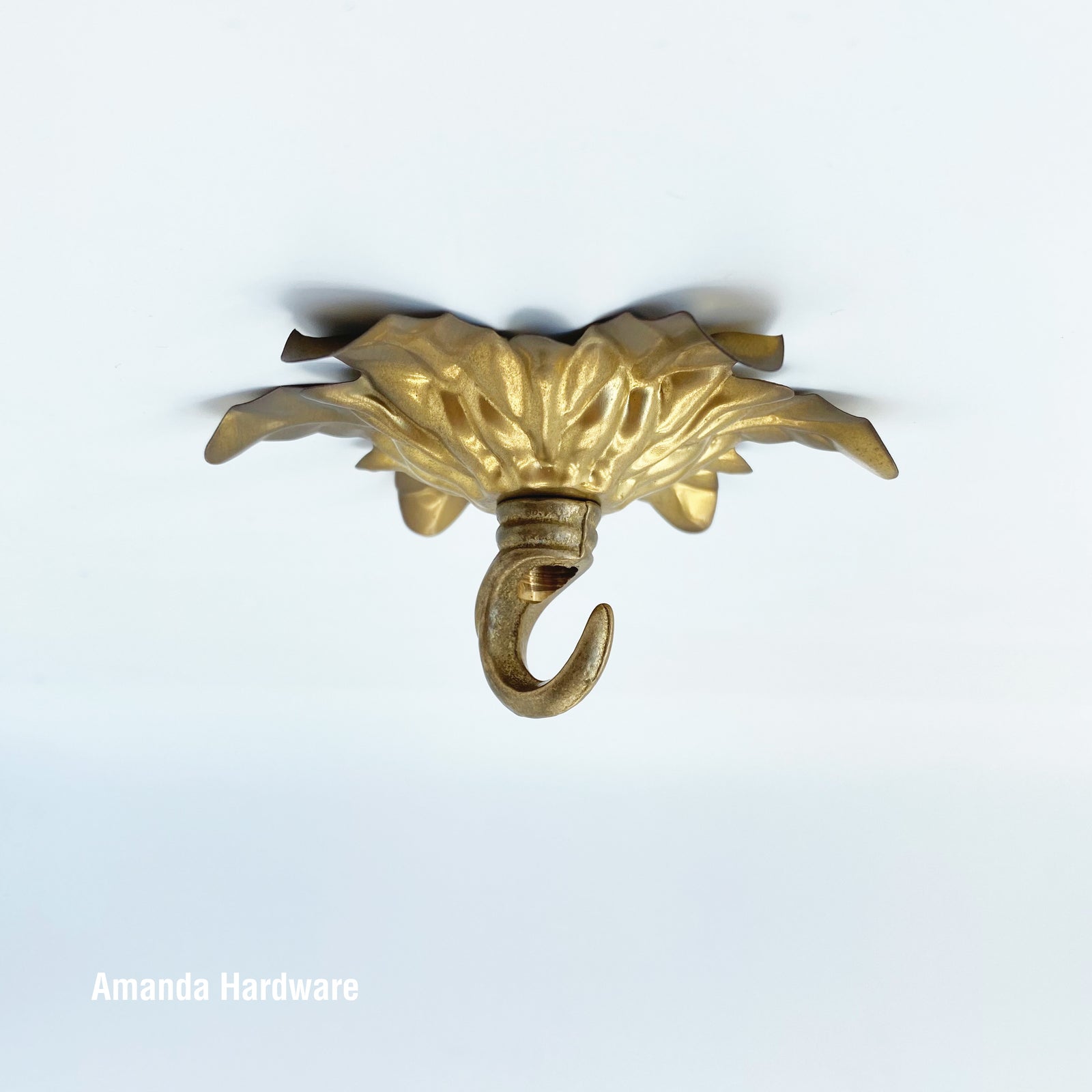 Brass Curving Leaves Hook - 4.25in