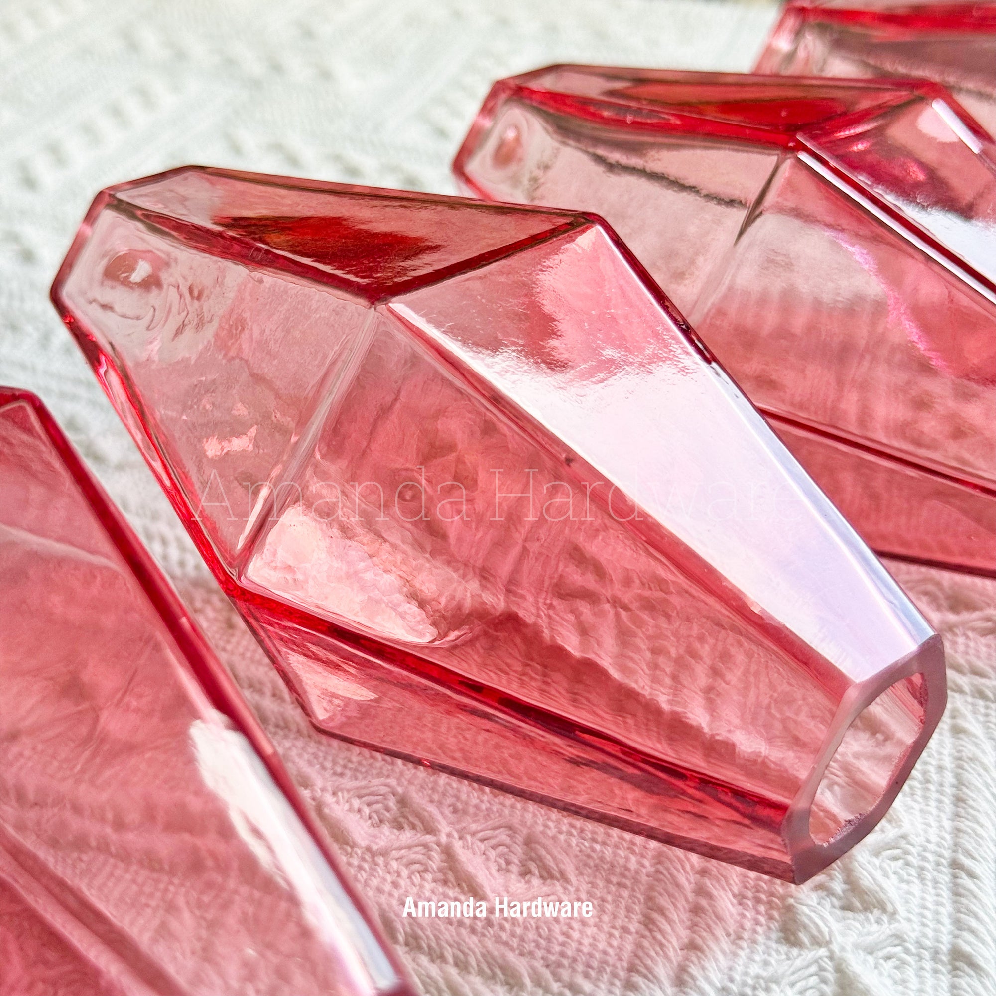 Pink Polyhedra Glass Droplet