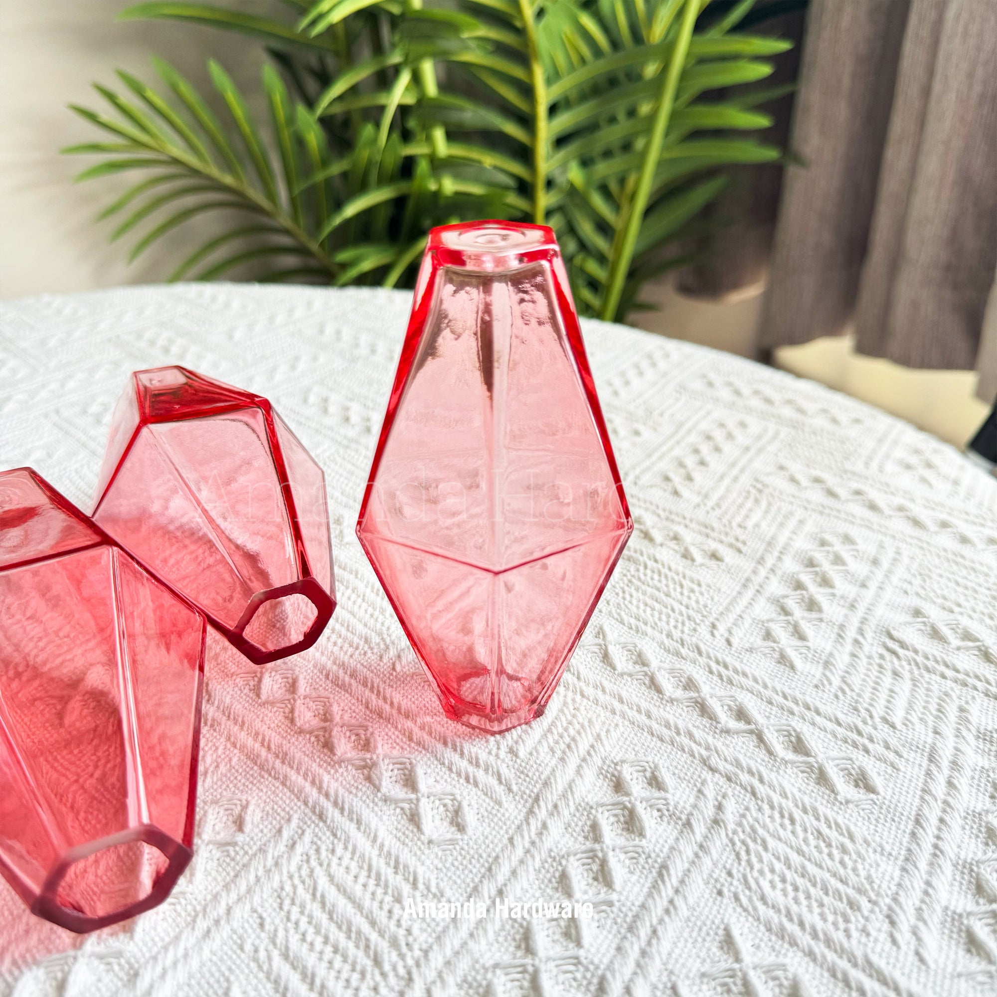 Pink Polyhedra Glass Droplet