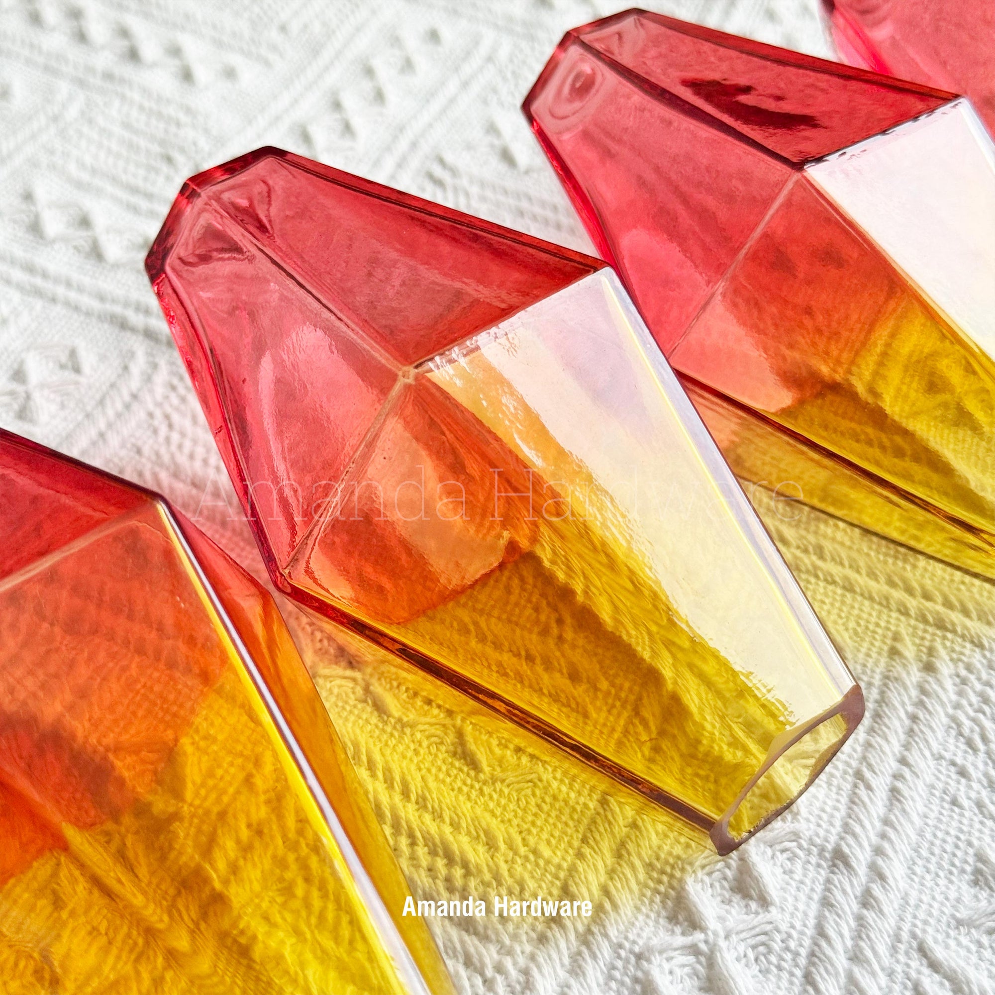 Pink & Yellow Polyhedra Glass Droplet