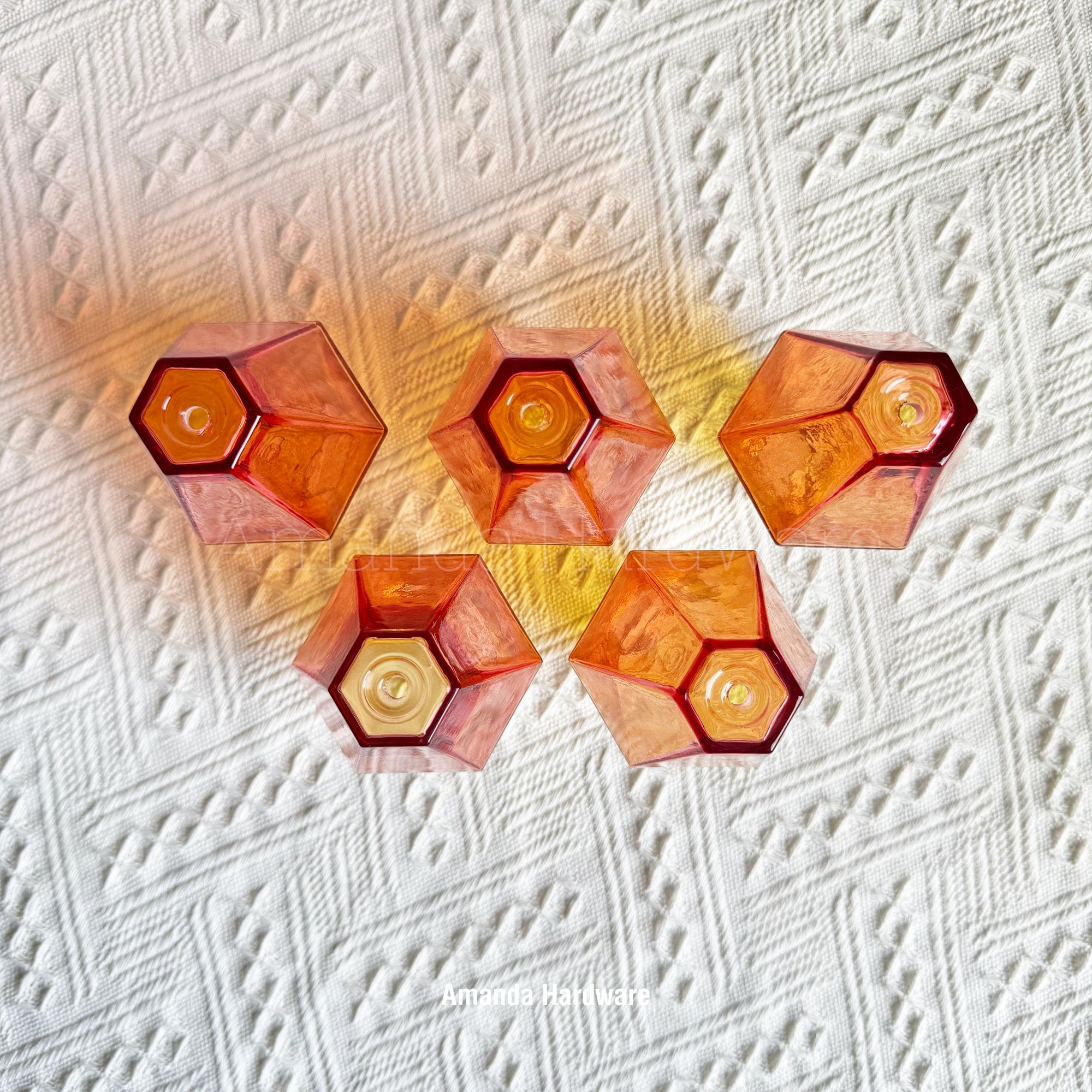 Pink & Yellow Polyhedra Glass Droplet