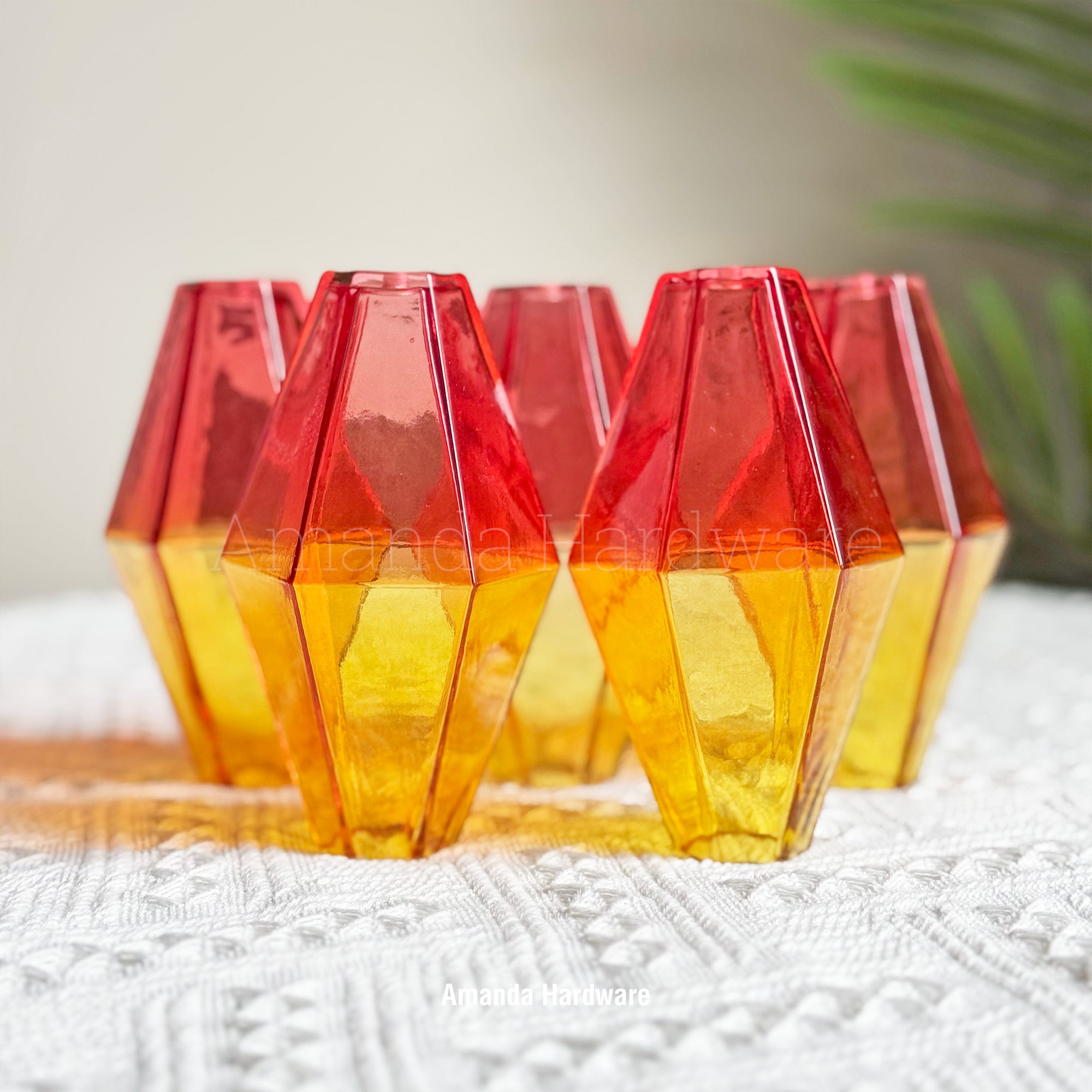 Pink & Yellow Polyhedra Glass Droplet