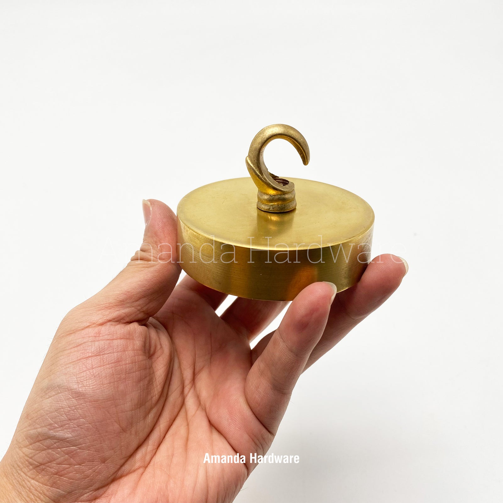 Brass Round Cap Canopy Hook - 3.15in