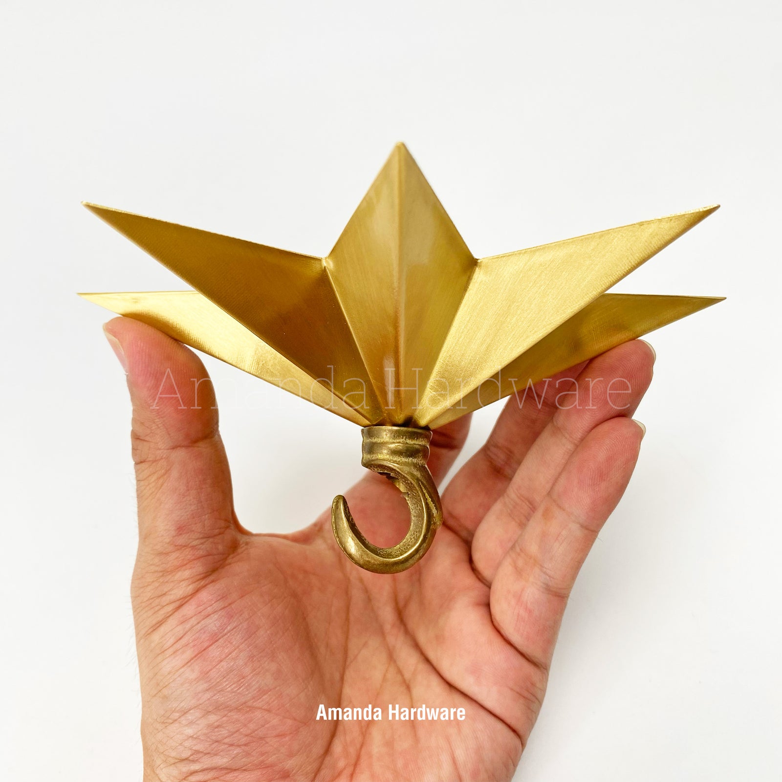Brass Lacquered Star Hook - 6in