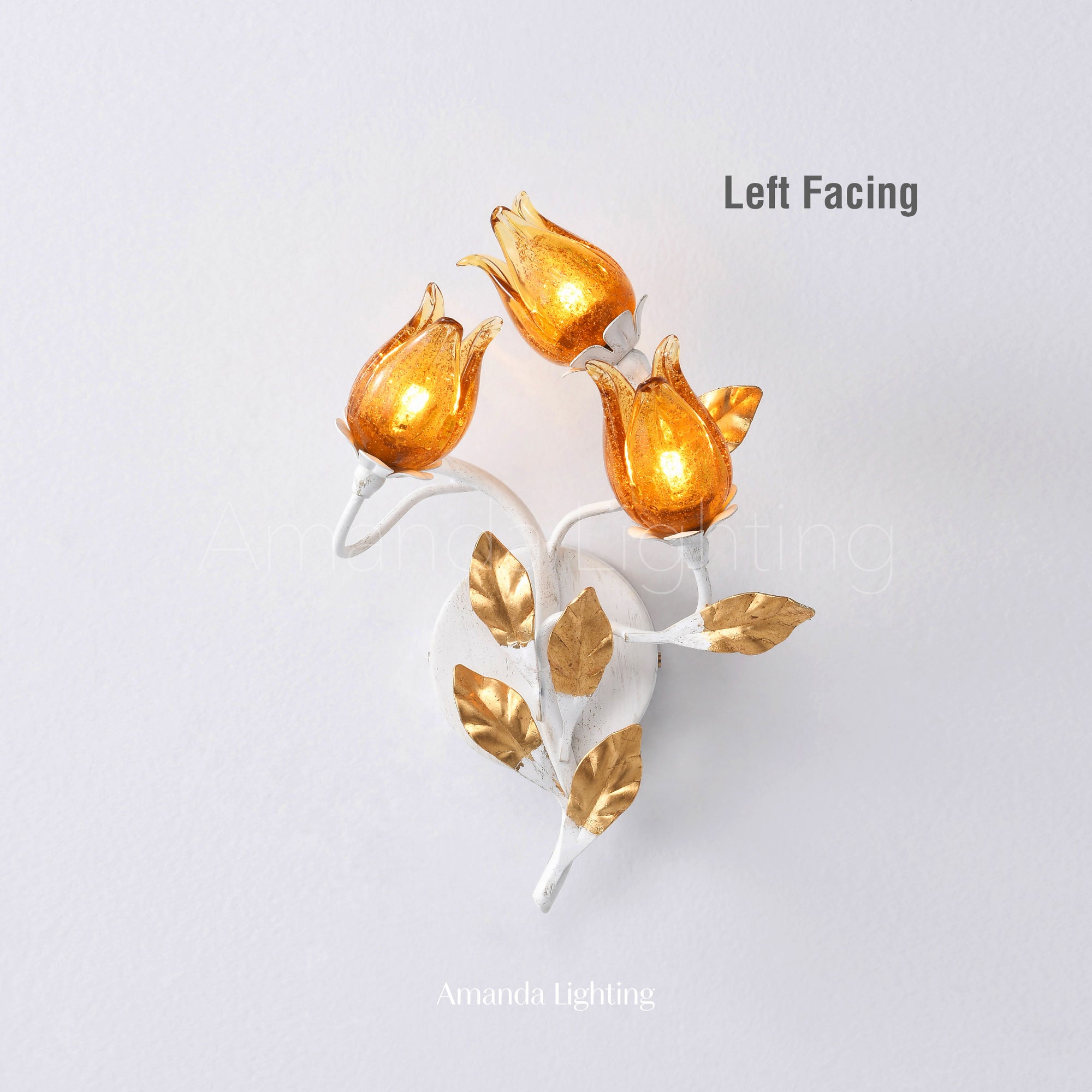 Art Deco Gold Sand Tulip Flower Wall Sconce - 3 Lights