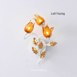 Art Deco Gold Sand Tulip Flower Wall Sconce - 3 Lights