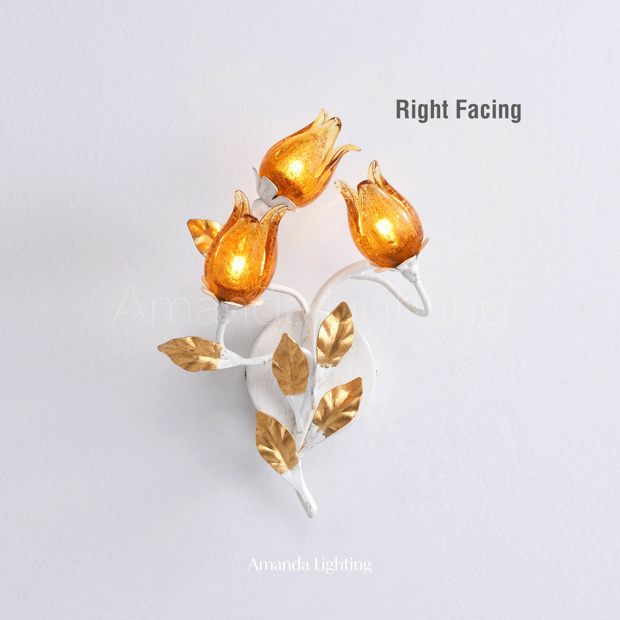 Art Deco Gold Sand Tulip Flower Wall Sconce - 3 Lights