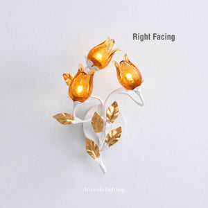 Art Deco Gold Sand Tulip Flower Wall Sconce - 3 Lights