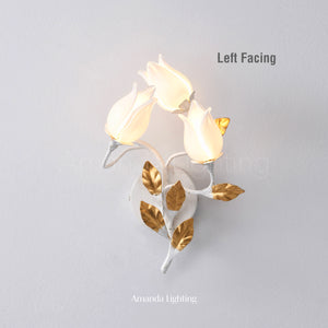 Art Deco White Tulip Flower Wall Sconce - 3 Lights