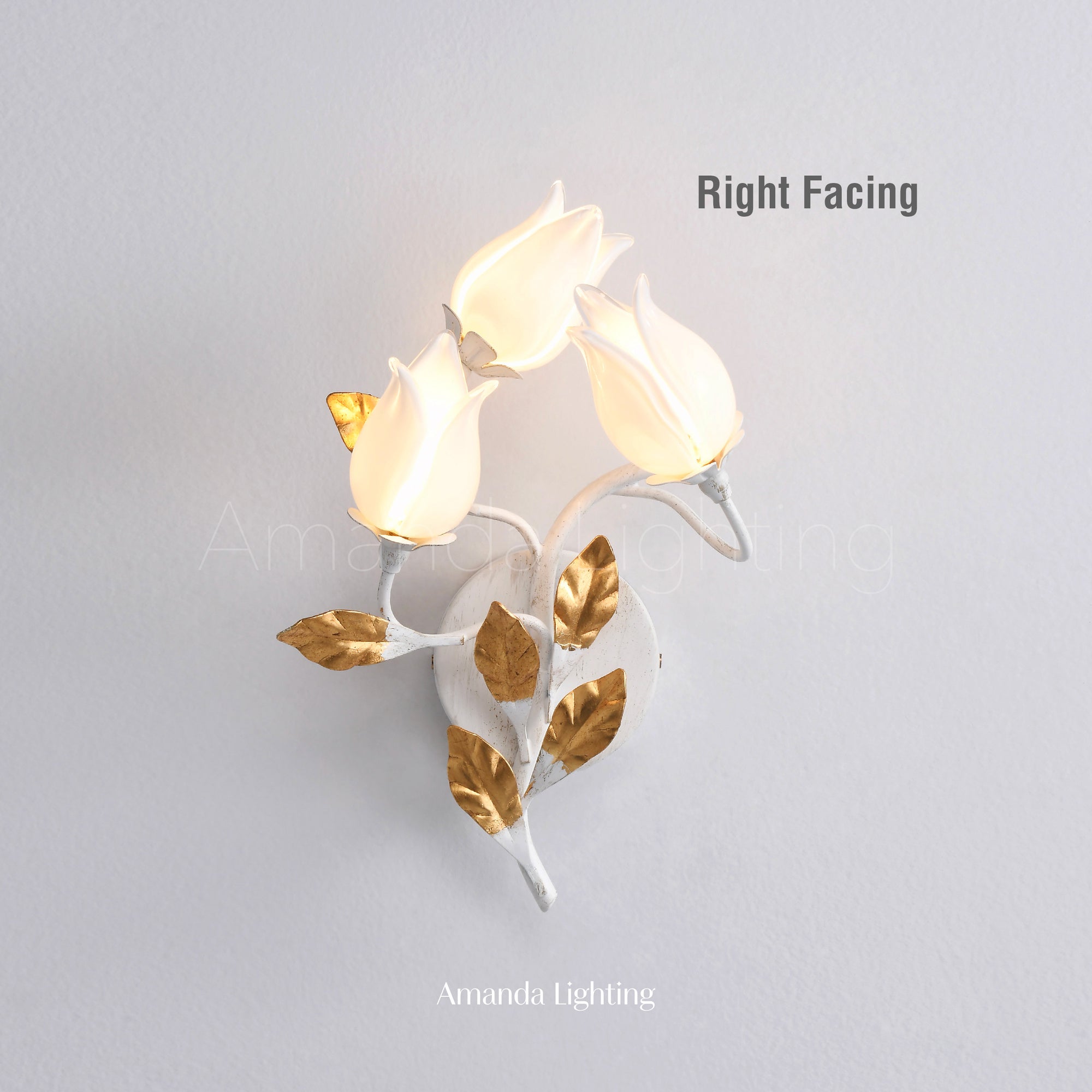 Art Deco White Tulip Flower Wall Sconce - 3 Lights