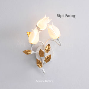 Art Deco White Tulip Flower Wall Sconce - 3 Lights