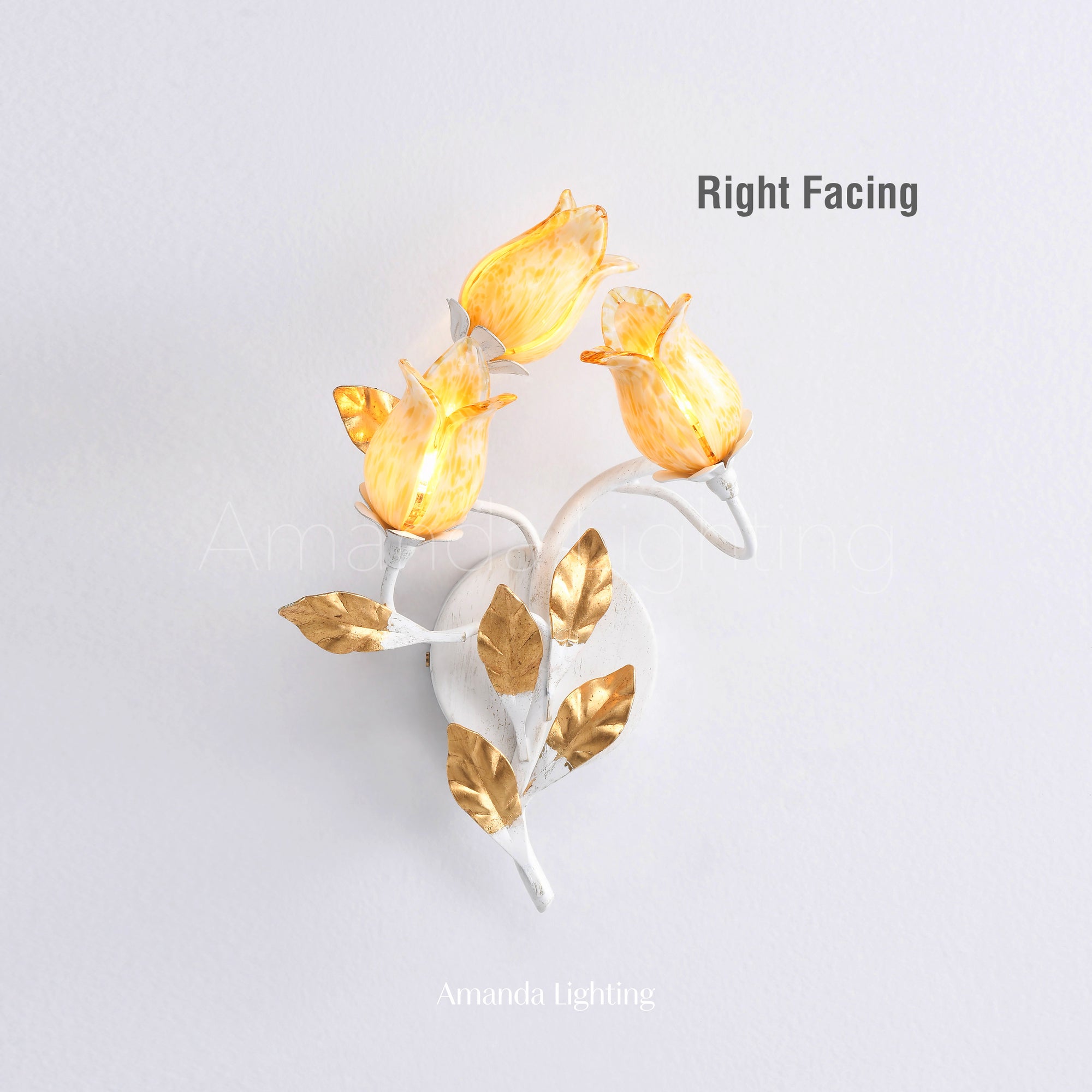 Art Deco Yellow Tulip Flower Wall Sconce - 3 Lights