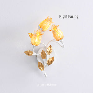 Art Deco Yellow Tulip Flower Wall Sconce - 3 Lights