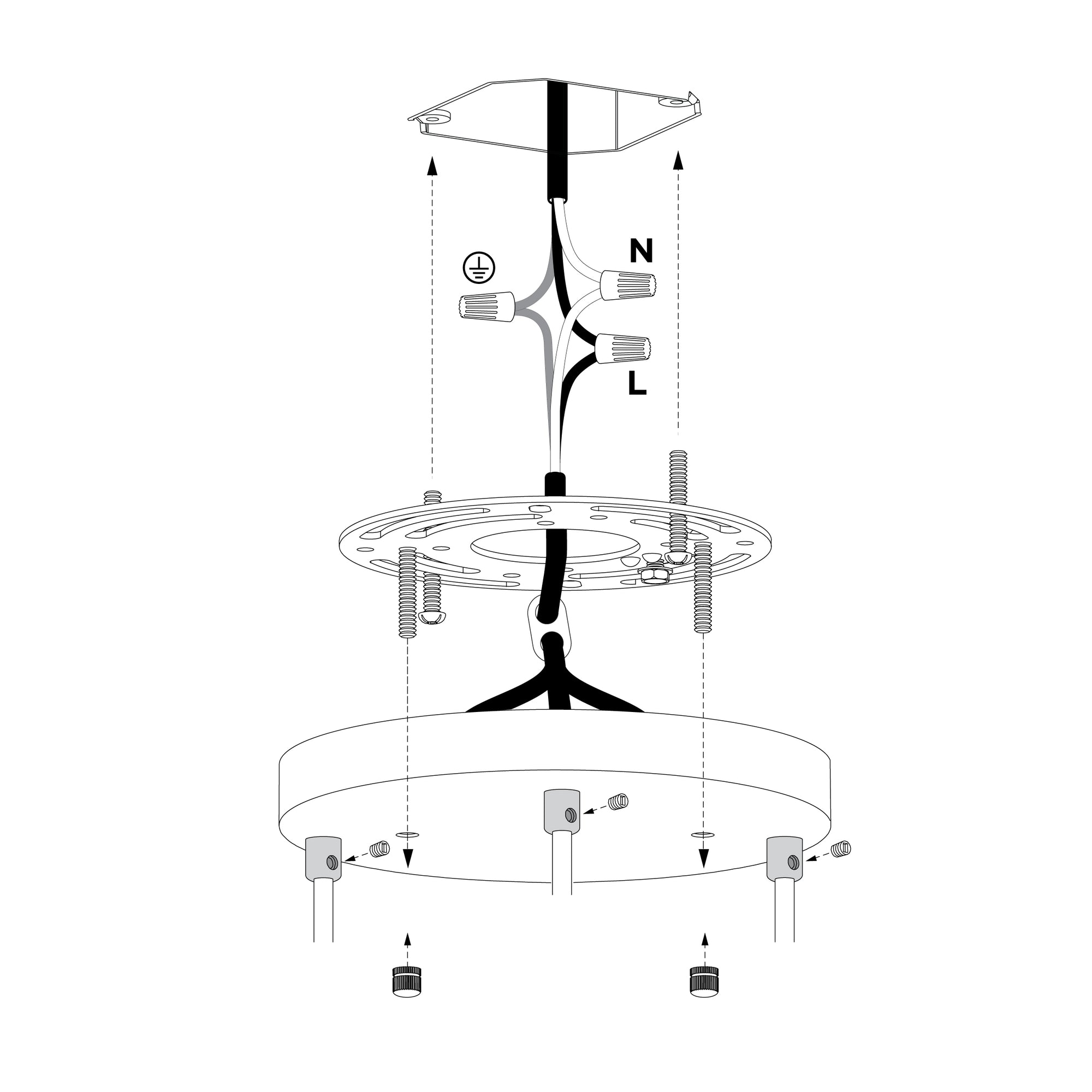 12in Modern 3-Port Canopy Kit - Black