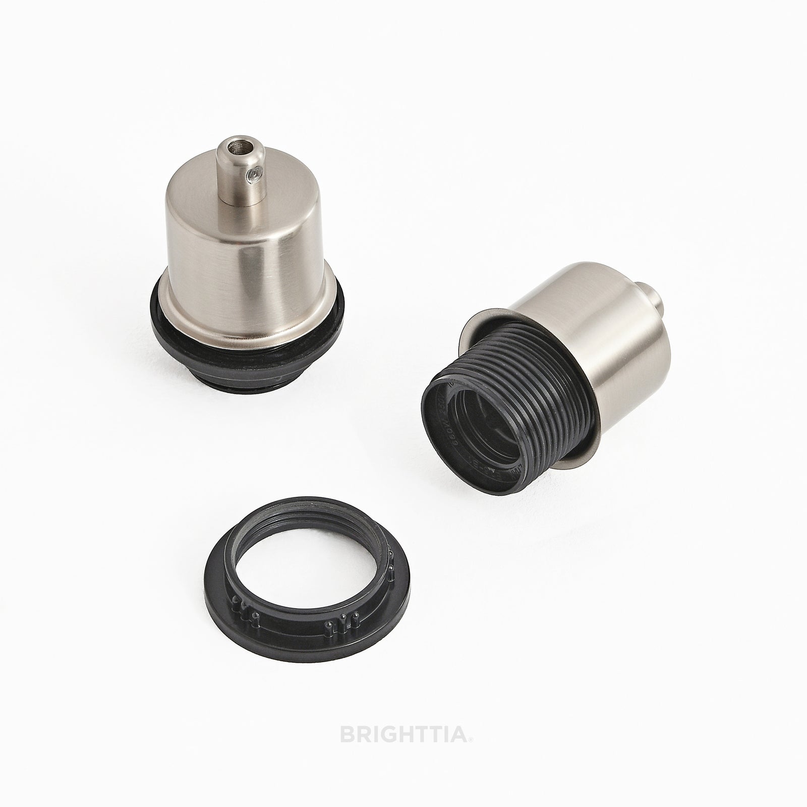 Shade-Ready Half Cap E26 Light Bulb Socket - Brushed Nickel