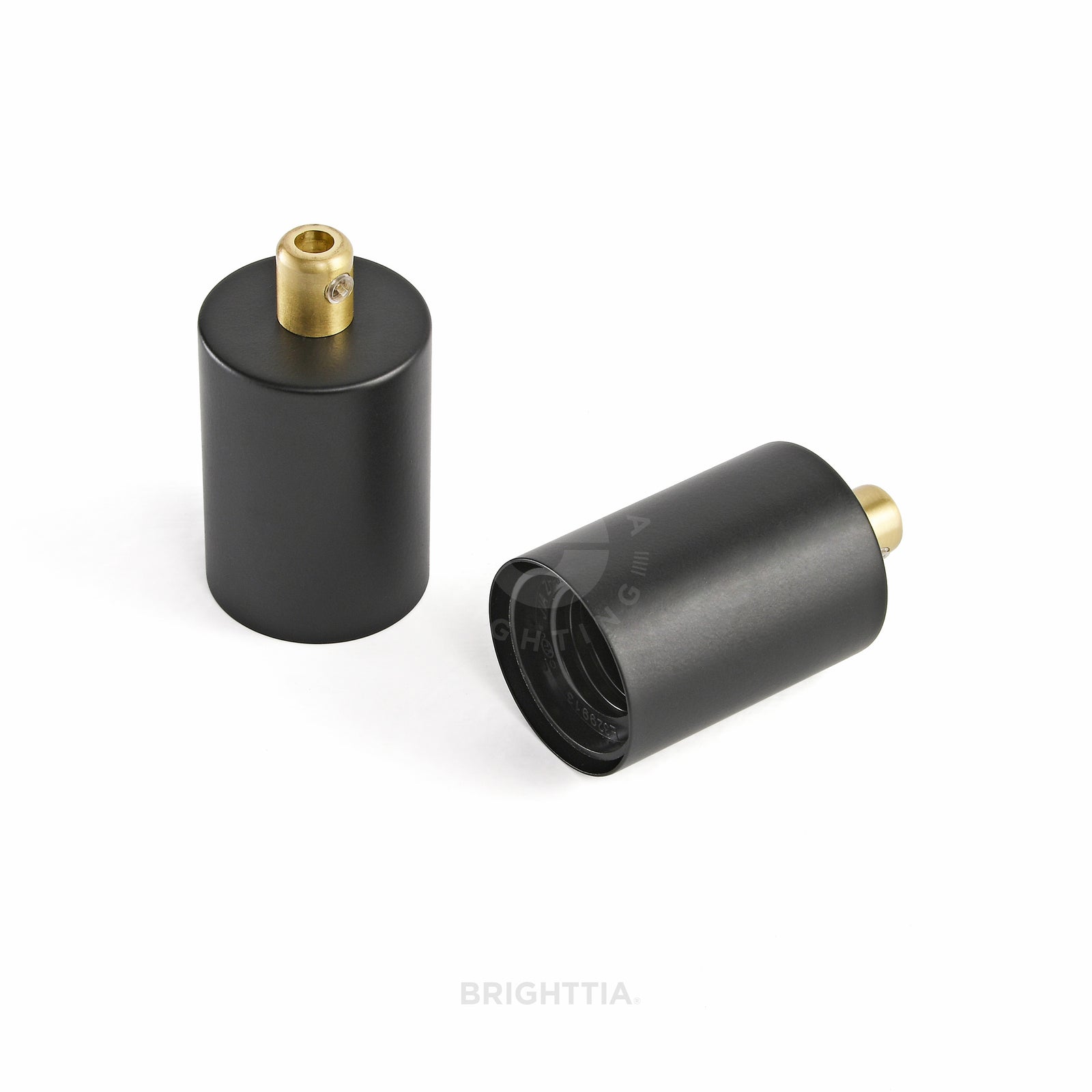 Full Cap E26 Light Bulb Socket With Cord Grip - Black & Gold