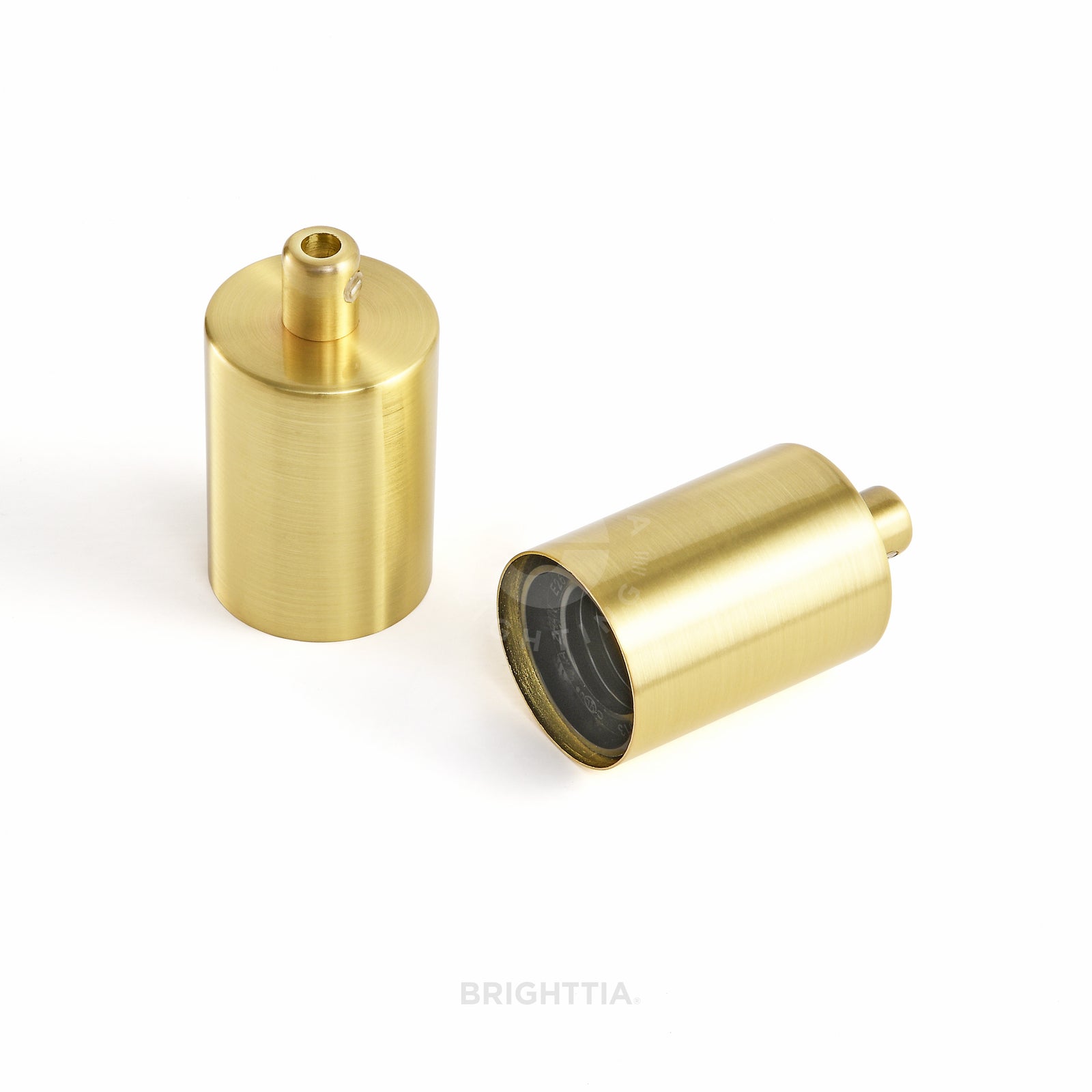 Full Cap E26 Light Bulb Socket With Cord Grip - Brushed Gold