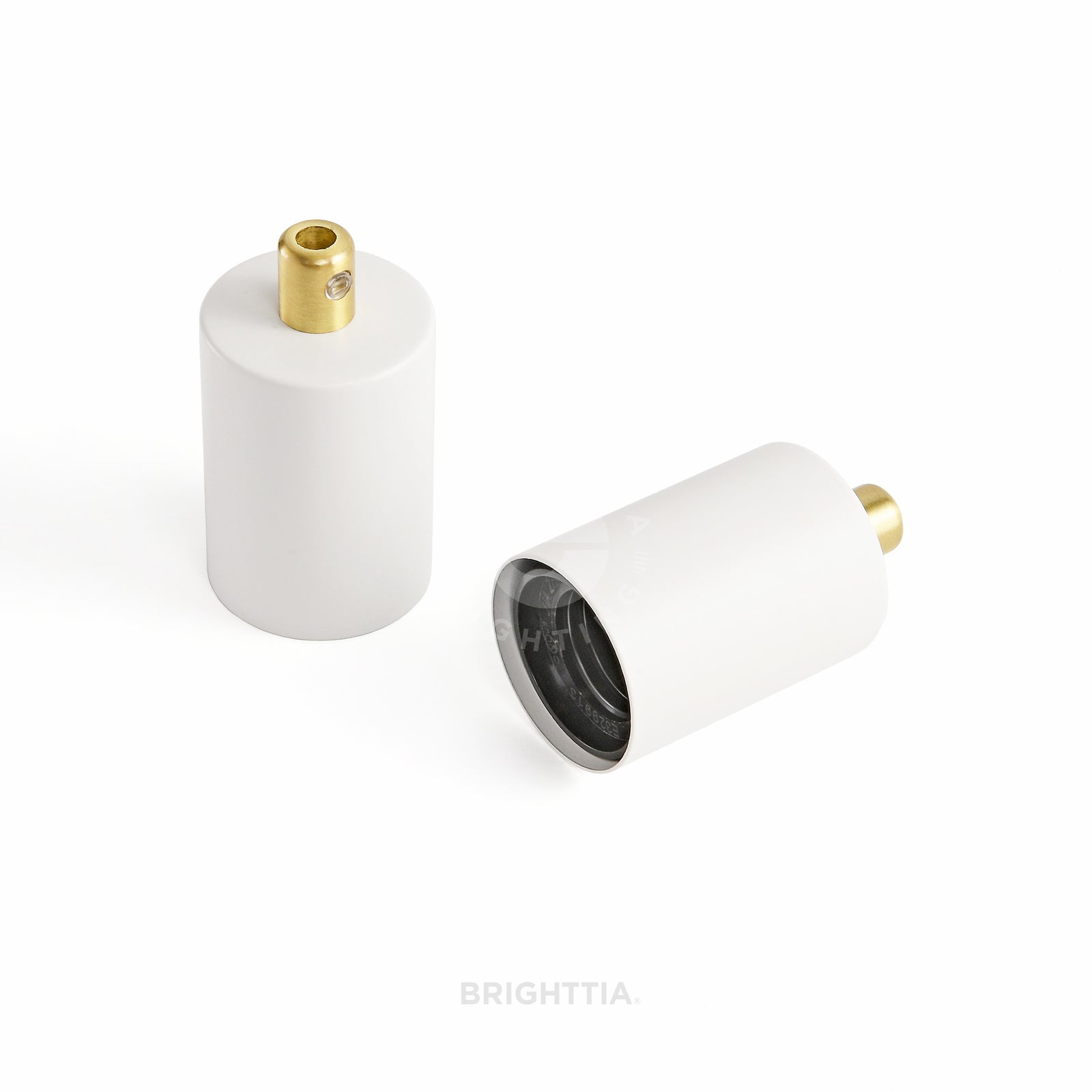Full Cap E26 Light Bulb Socket With Cord Grip - White & Gold