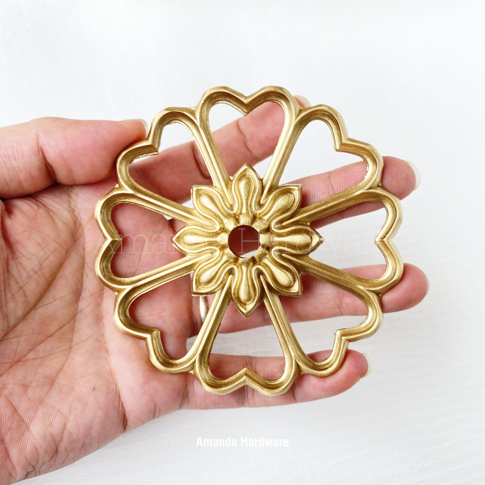 Brass Heart Flower Wind Chime Hanger Top - 3.93in