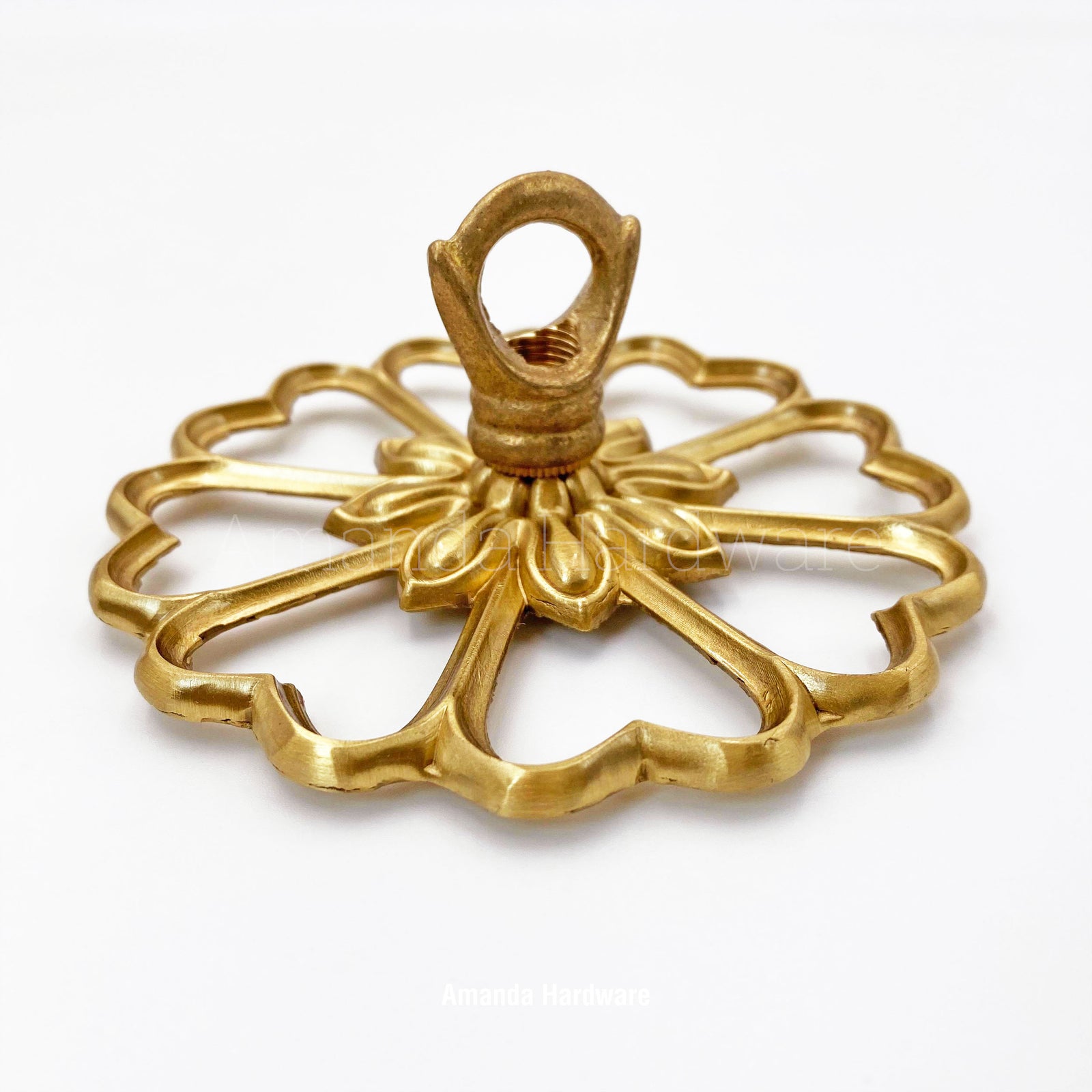 Brass Heart Flower Wind Chime Hanger Top - 3.93in