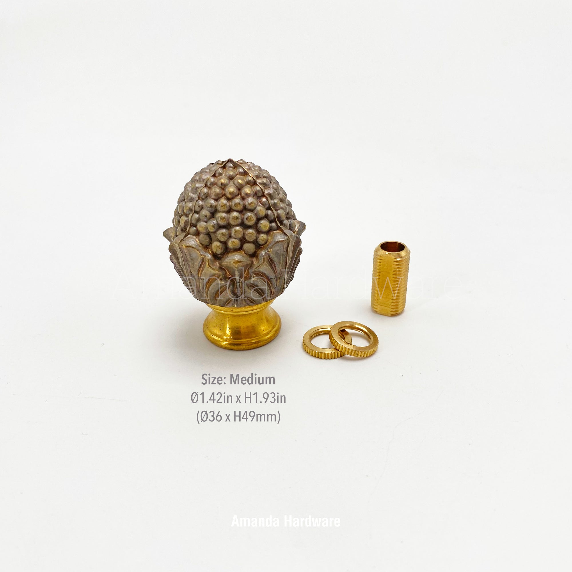 Brass Corn Lamp Finial - 1.42in