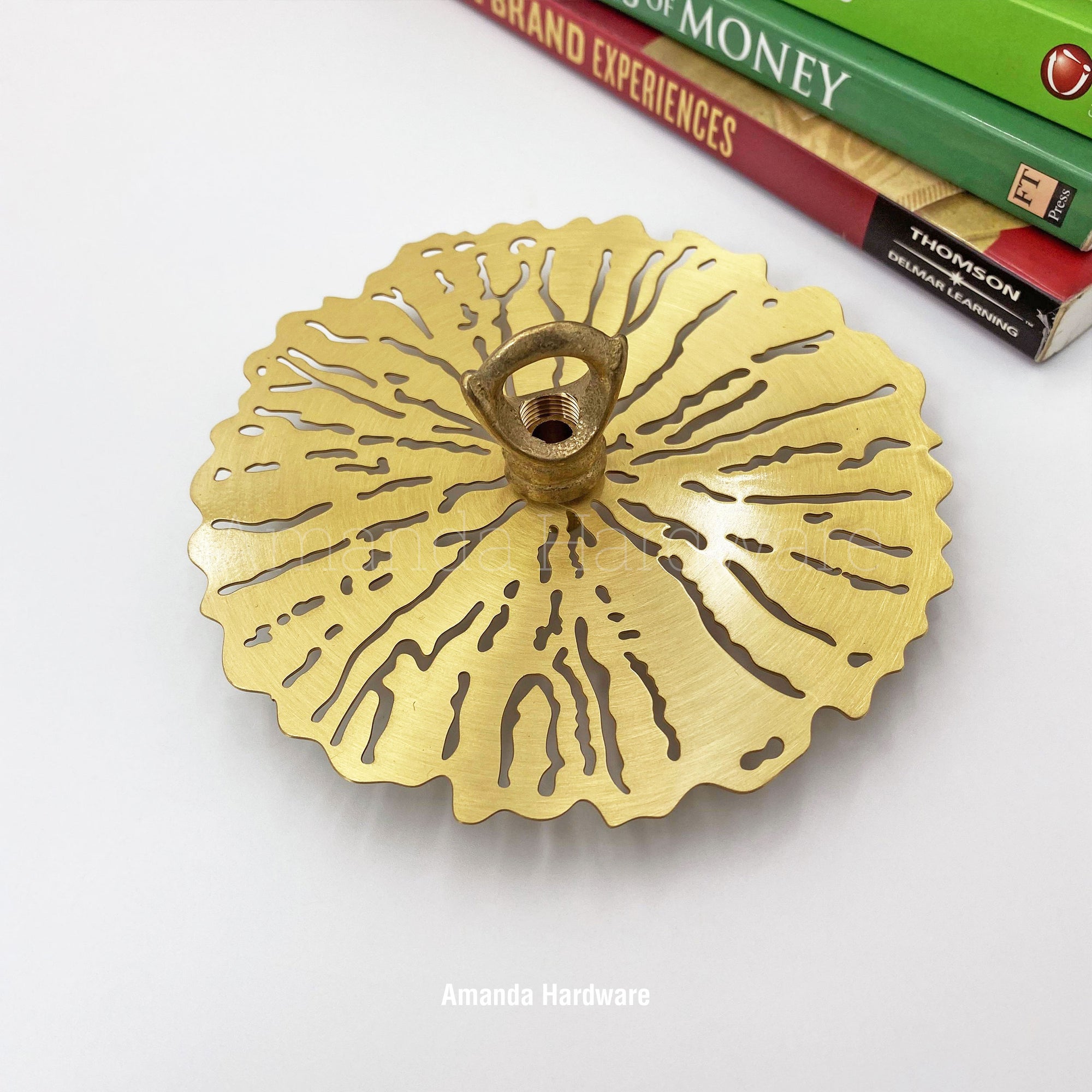 Brass Disc With Wiggle Lines Wind Chime Hanger Top - 4.33in